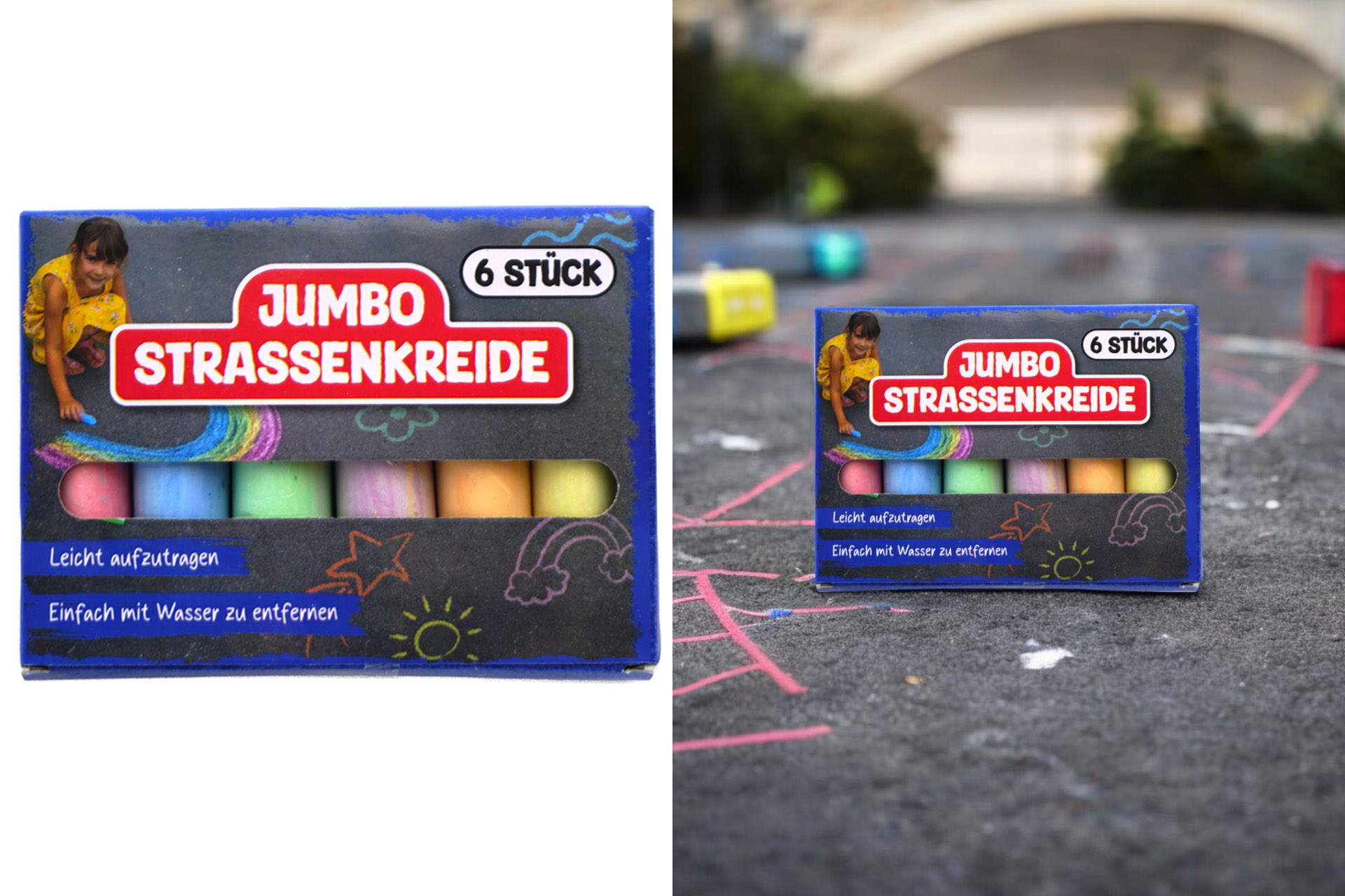Straßenkreide Jumbo 10cm Ø 2,4cm, 6er