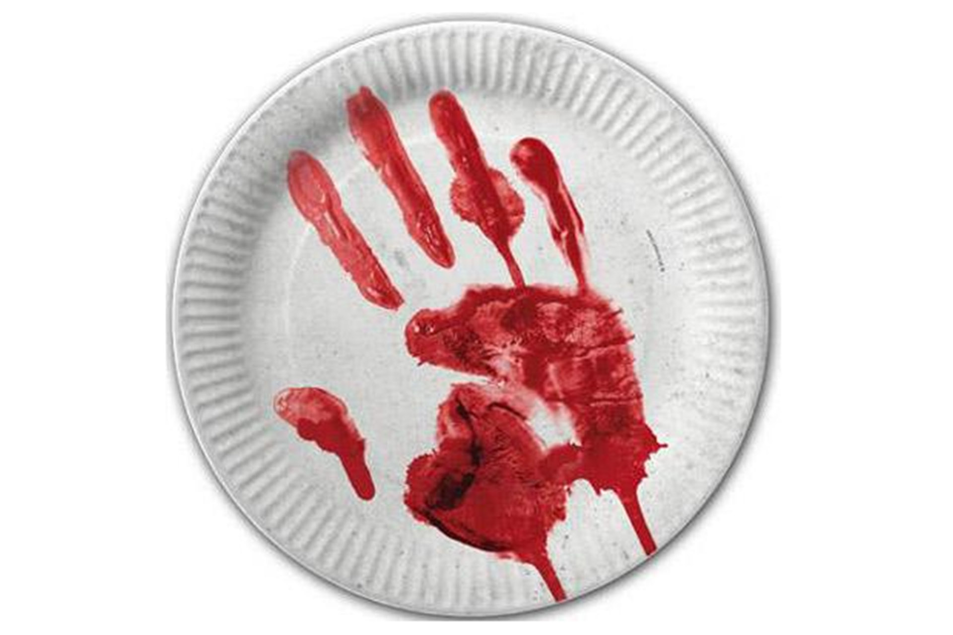 Pappteller Halloween, "Rote Hand", 24cm, 6er Set
