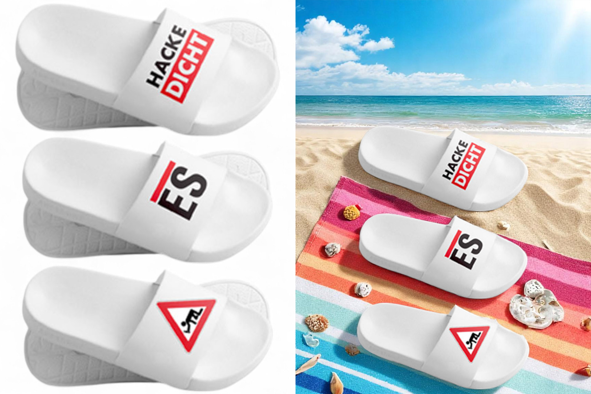 Badelatschen "Malle-Party", Gr. 36-45, 3 Designs