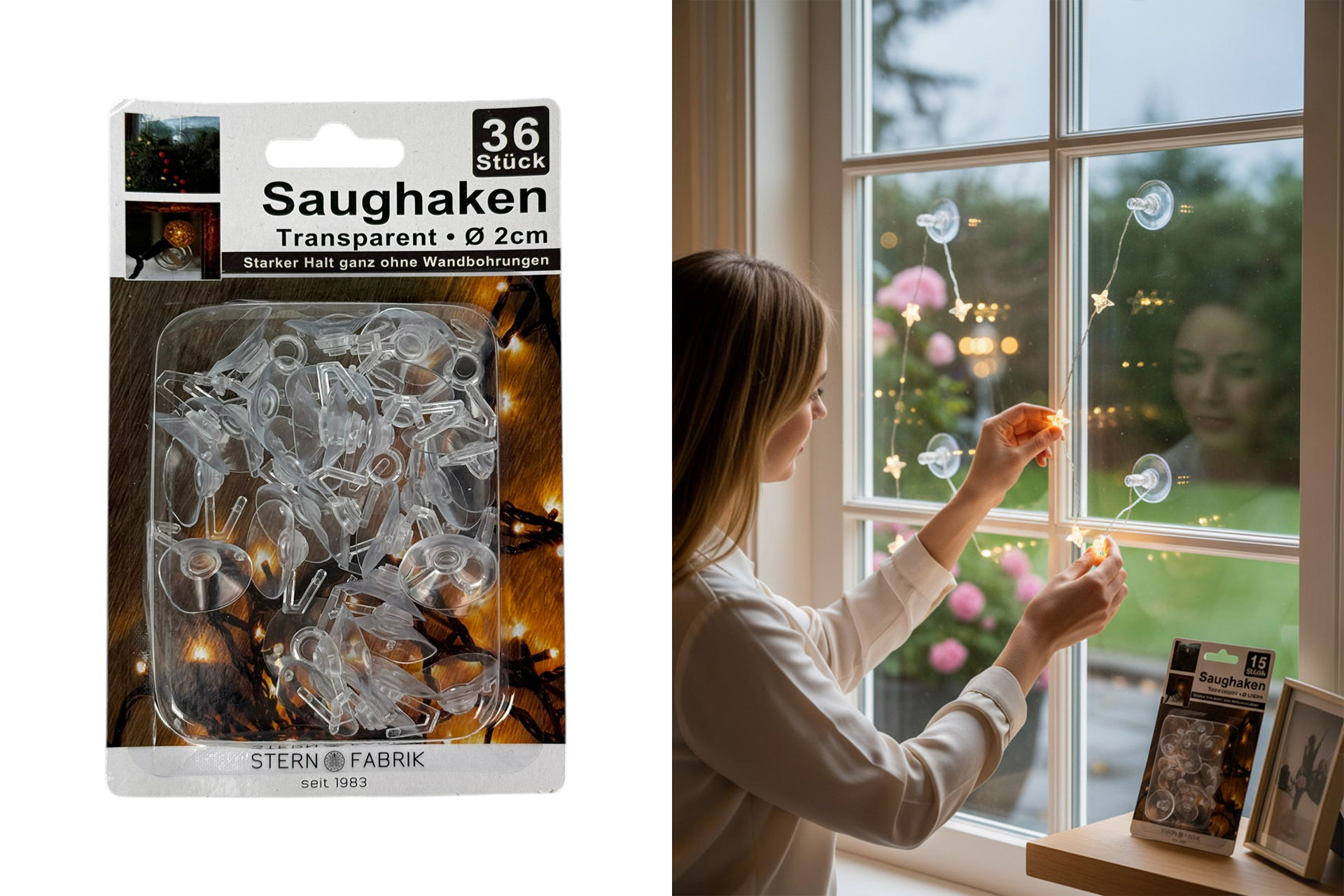 Saughaken Ø 2cm transparent, 36er