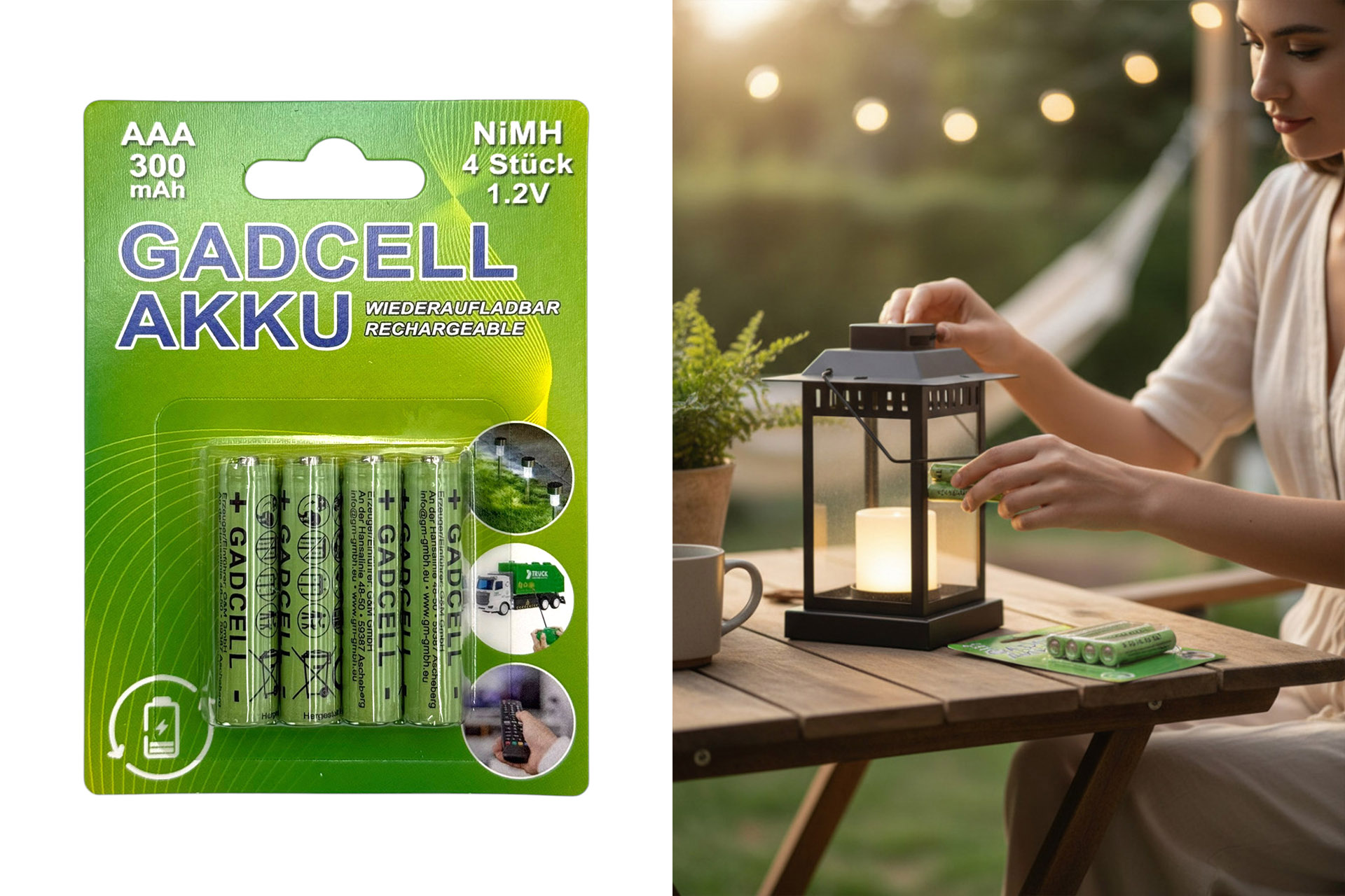 Solar Batterie AAA/Rechargeable Ni-MH, 4er