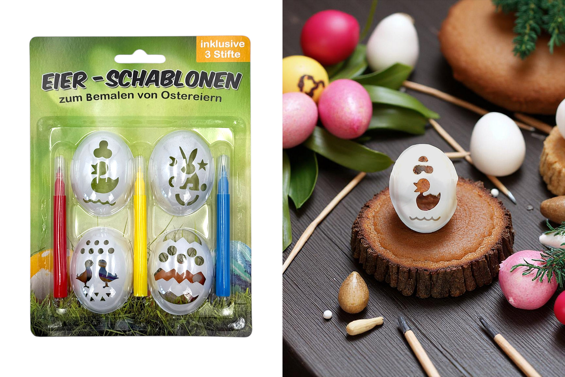 Eierschablonen inkl. 3 Fasermalern