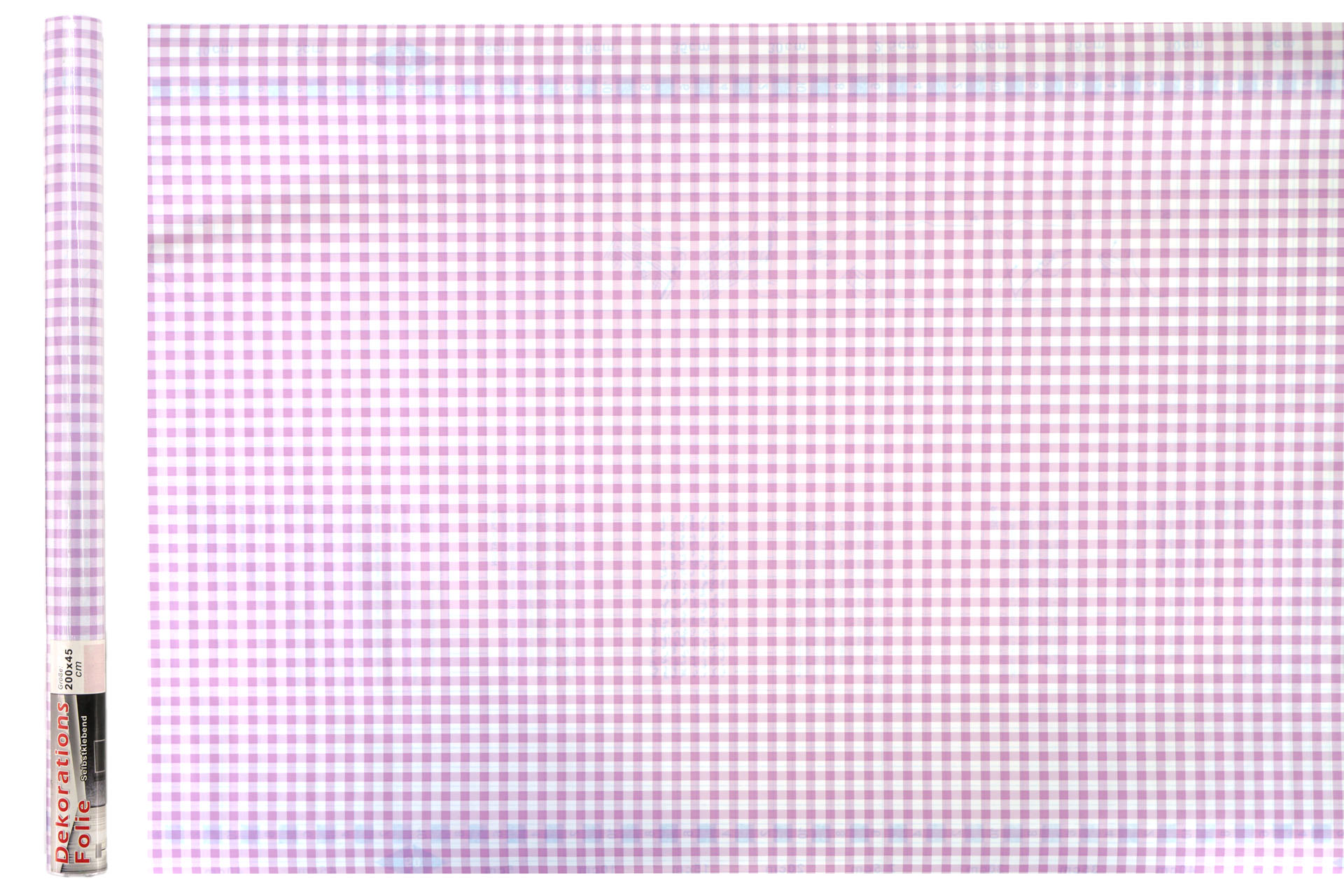 Dekofolie 200x45cm, flieder/weiß kariert