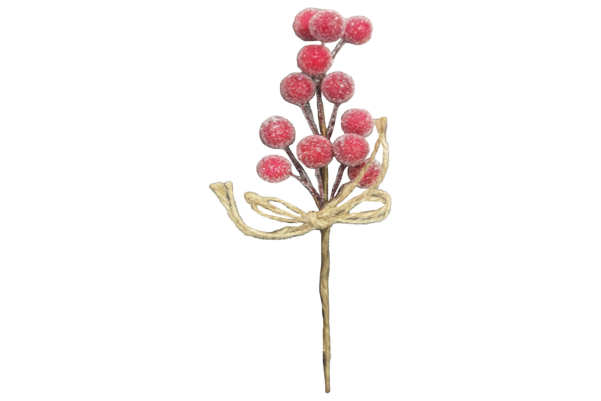 Weihnachtsdeko "Zweig Rote Beeren" beglimmert, 18x5cm, rot