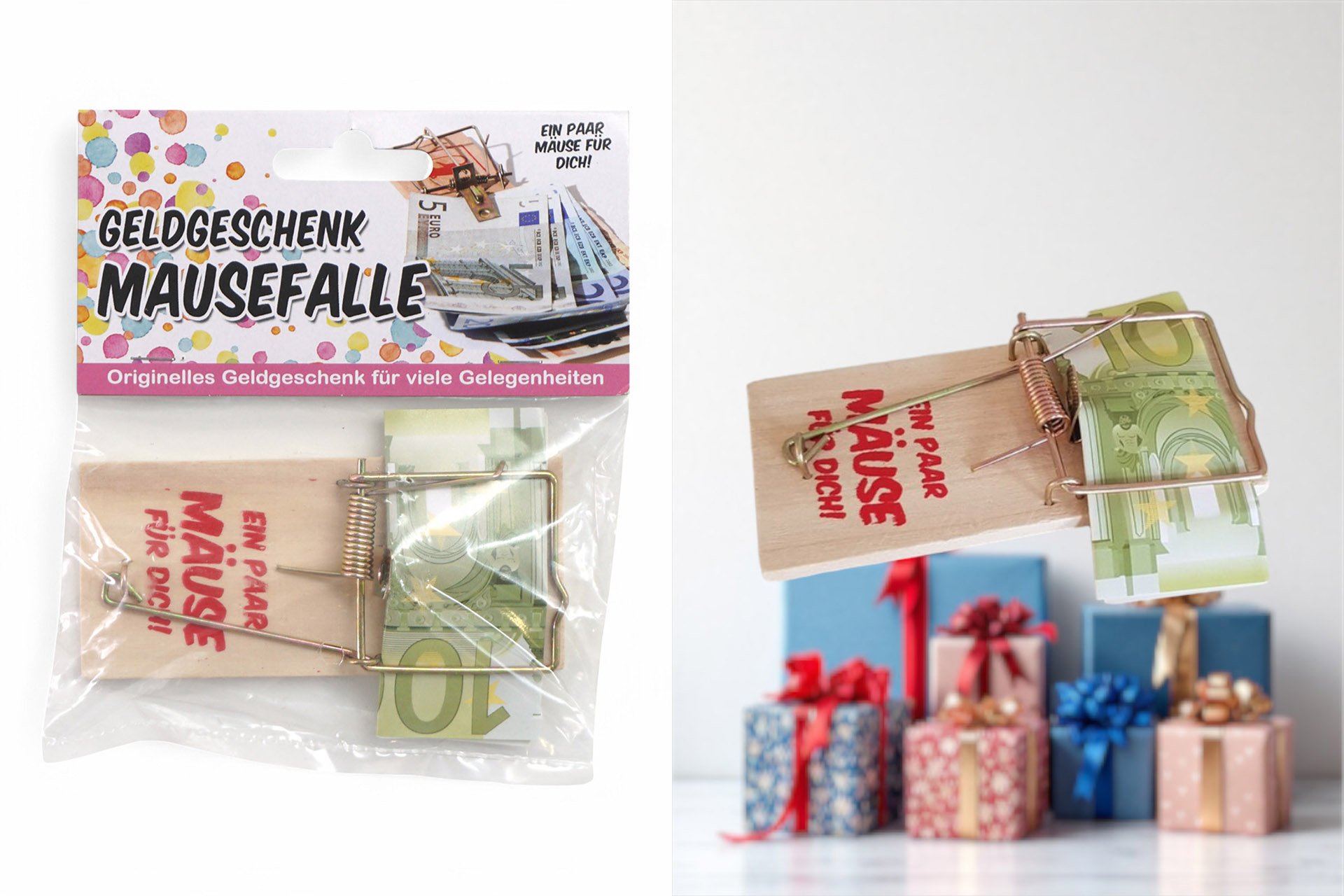 Mausefalle "ein paar Mäuse für dich" Herzlichen Glückwunsch