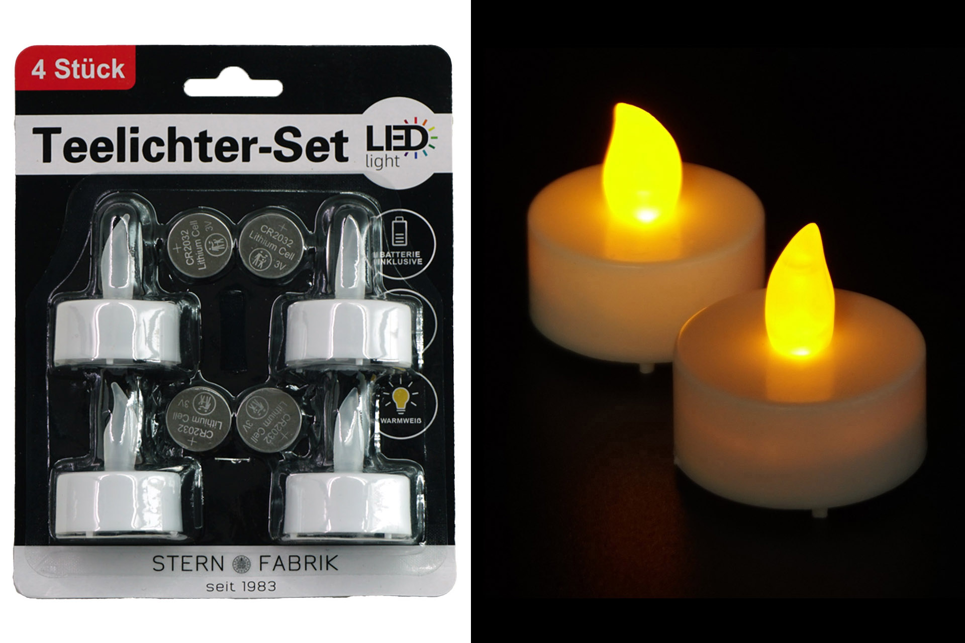 LED Teelichter 4er Set inklusive Batterie