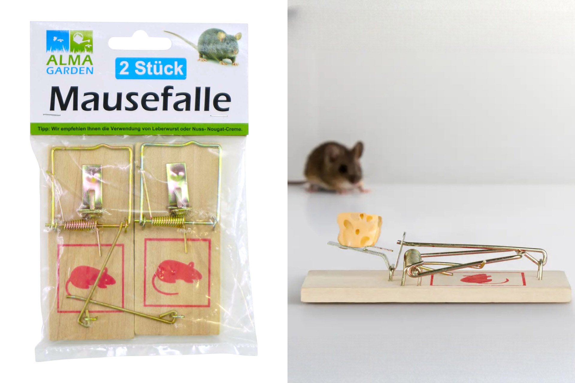 Mausefalle 10x4,5cm, 2er