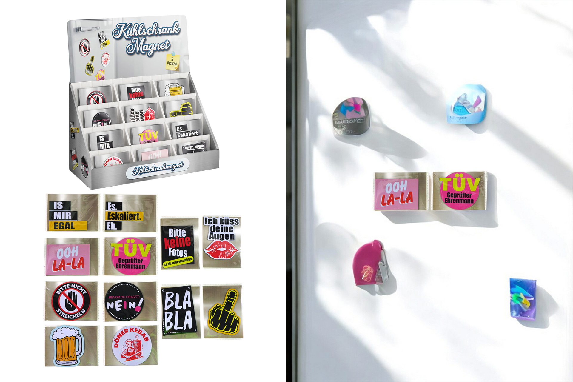 Kühlschrankmagnet "Shapes", 8x7cm, 12 Designs, im Display