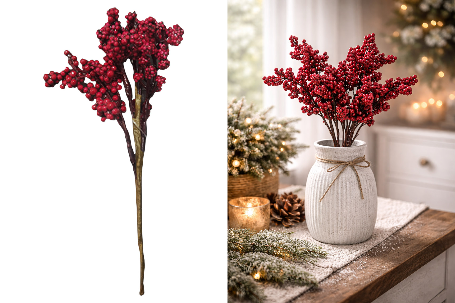 Weihnachtsdeko "Rote Beeren", 19x11cm, rot