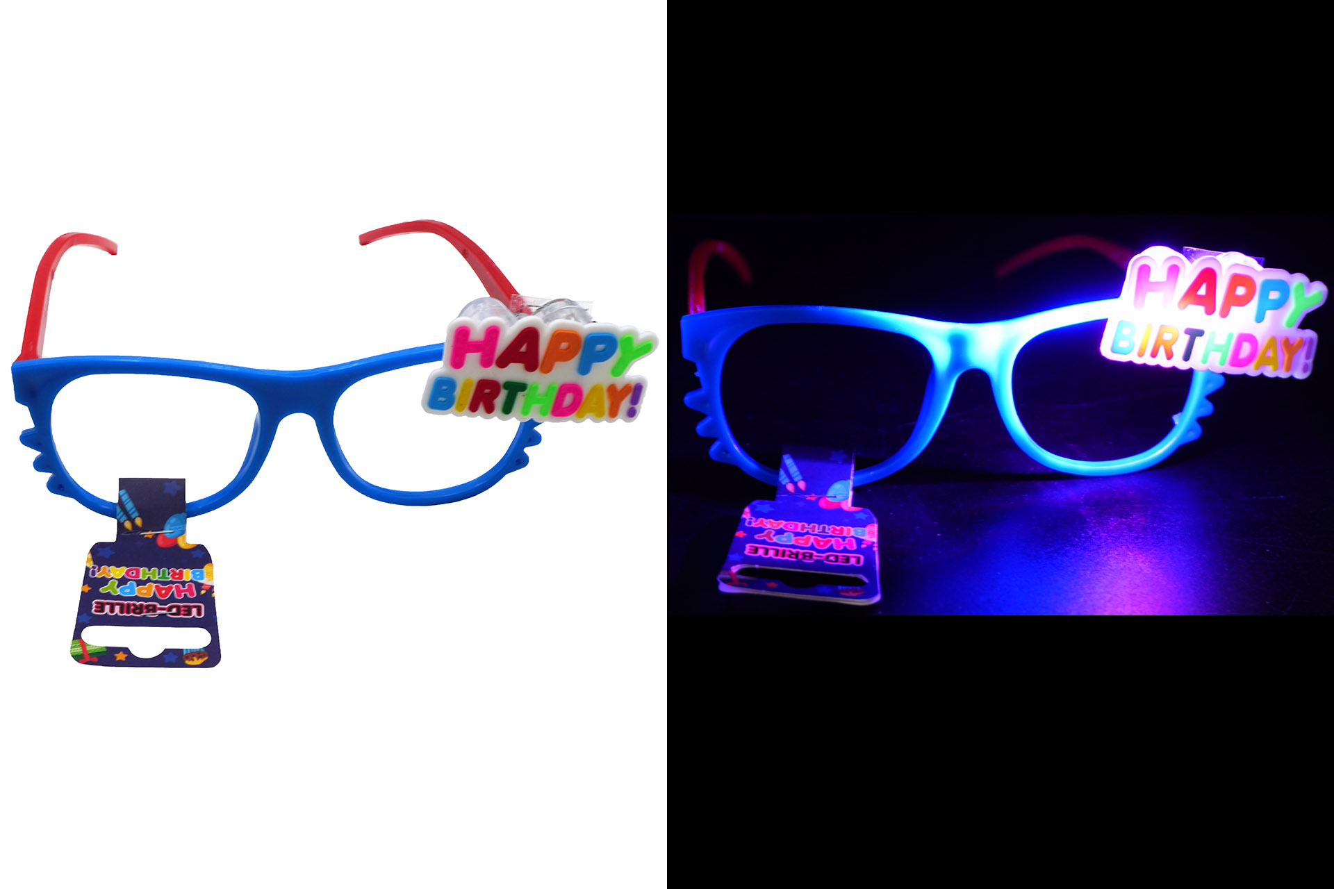 LED Partybrille "Happy Birthday", mit Farbwechsel