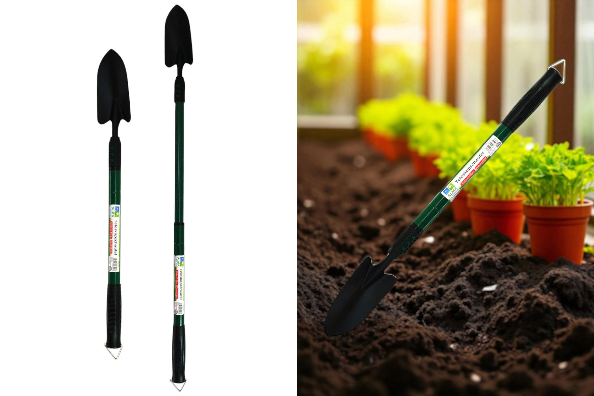 Gartengerät, Teleskopschaufel bis zu 1m, 67-100cm