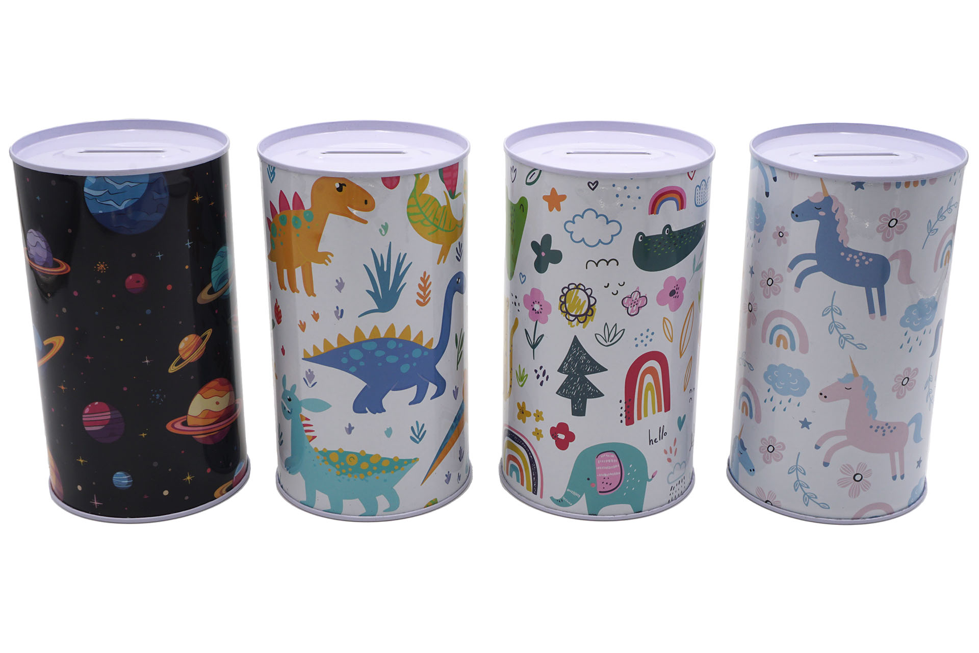 Spardose Metall für Kinder, 8x14cm, 4 Designs