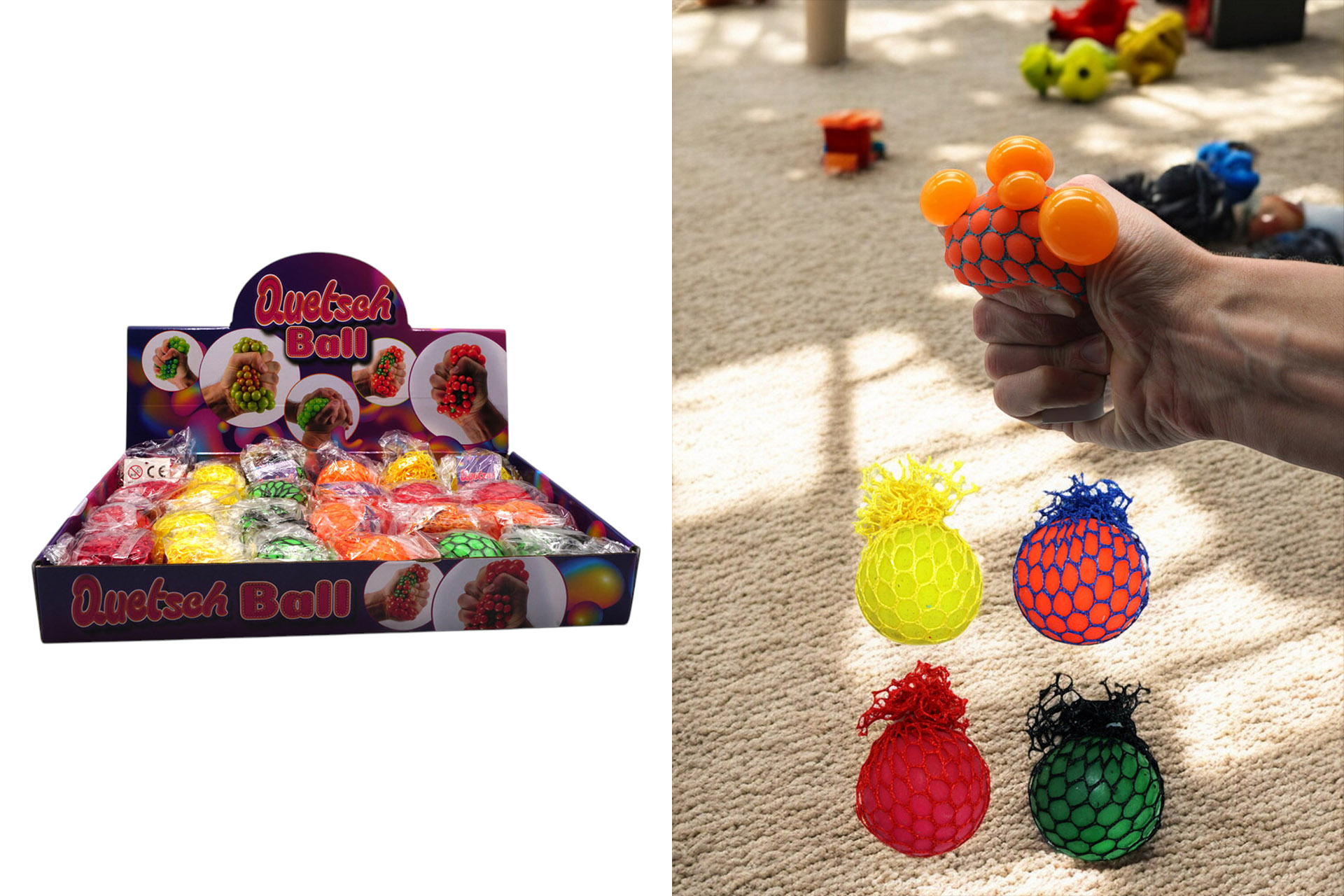 Quetschball, 4 Farben, 80g, im Display