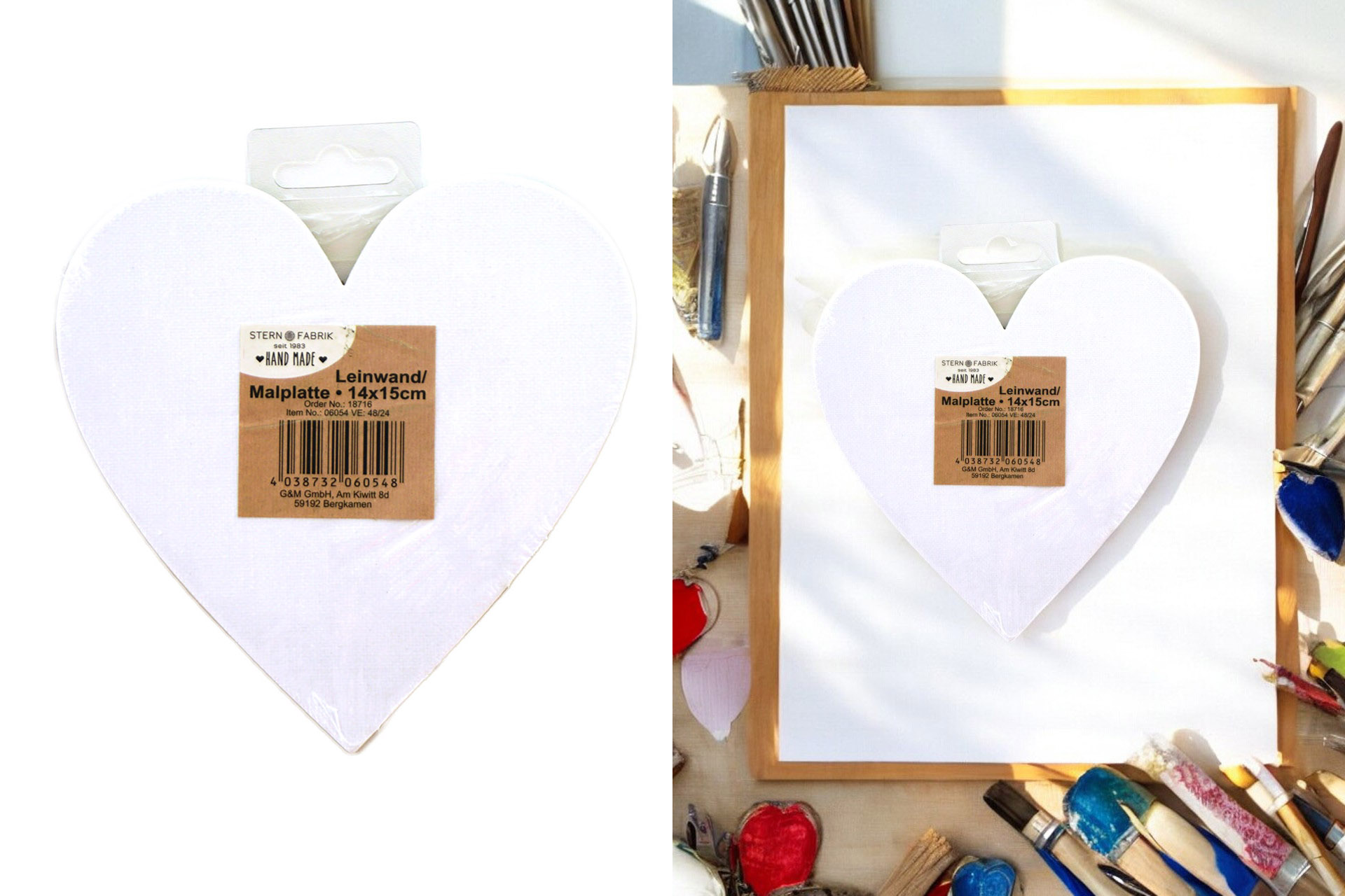 Leinwand/Malplatte "Herz", 14x15cm