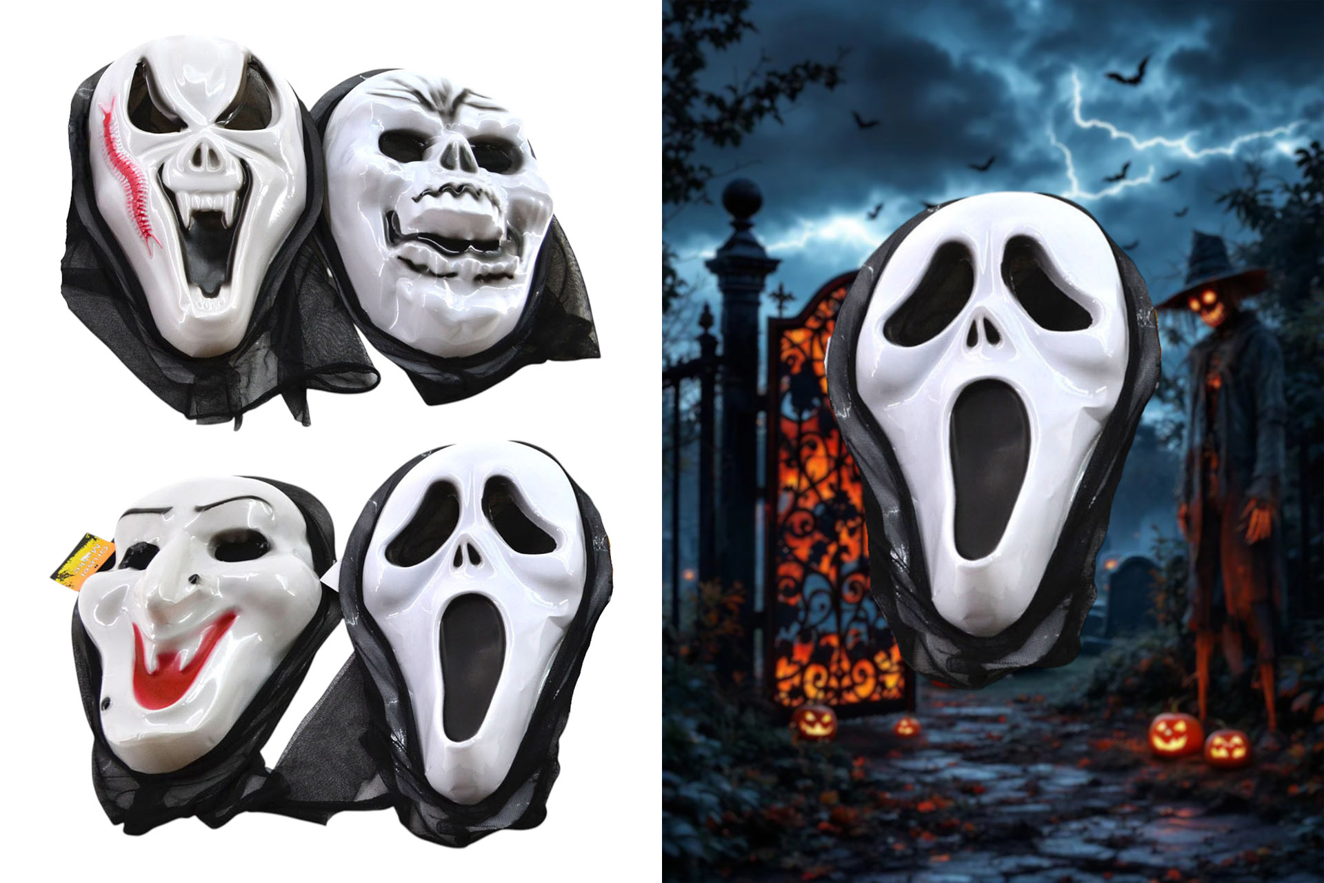Halloween Maske "Gruselmaske", 4 Gesichter