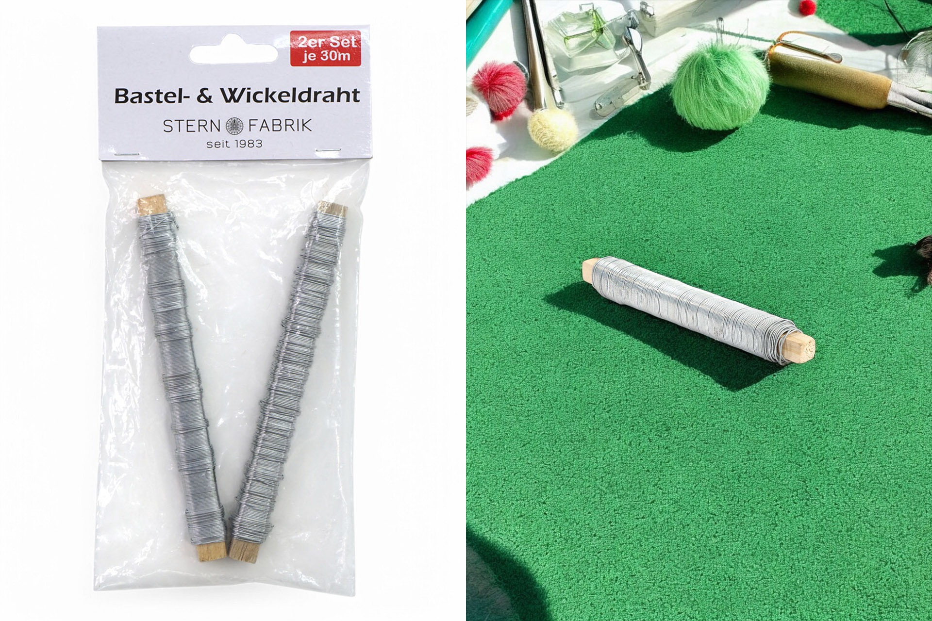 Bastel- und Wickeldraht verzinkt, 2er Set, 30m