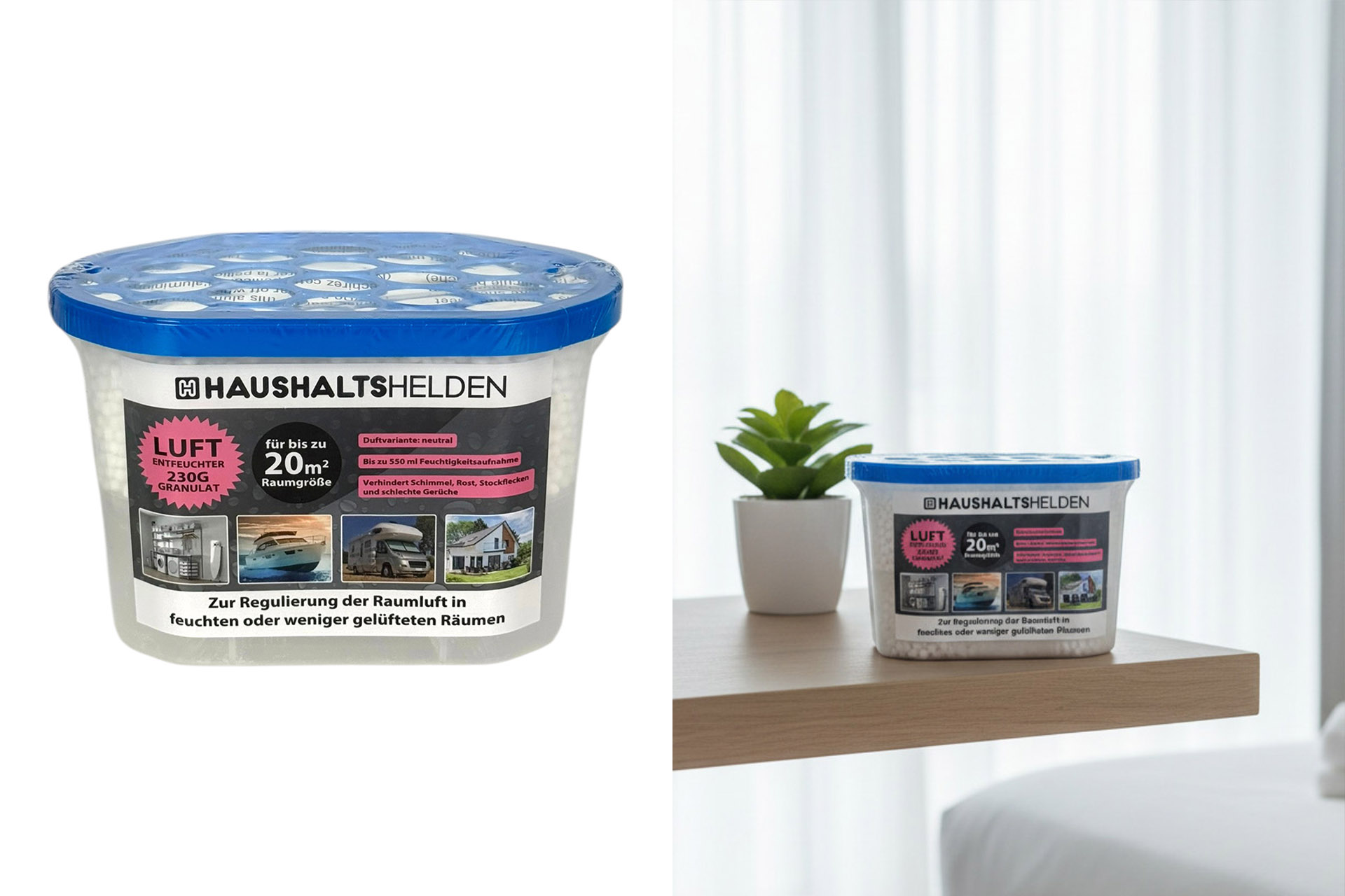 Luftentfeuchterbox 550ml mit 230g Granulat