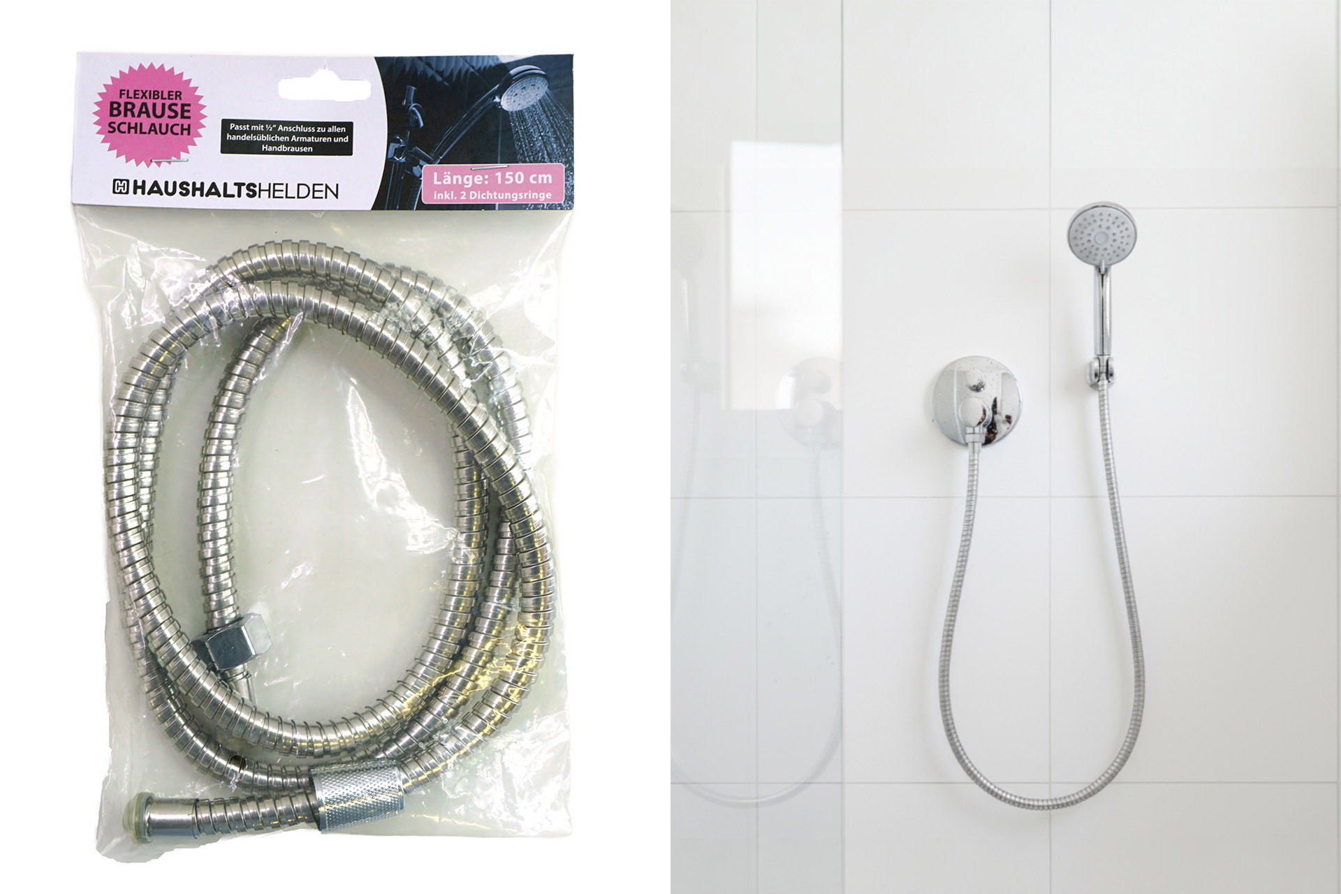 Duschschlauch 1,5m Chrom flexibel Ø 2cm