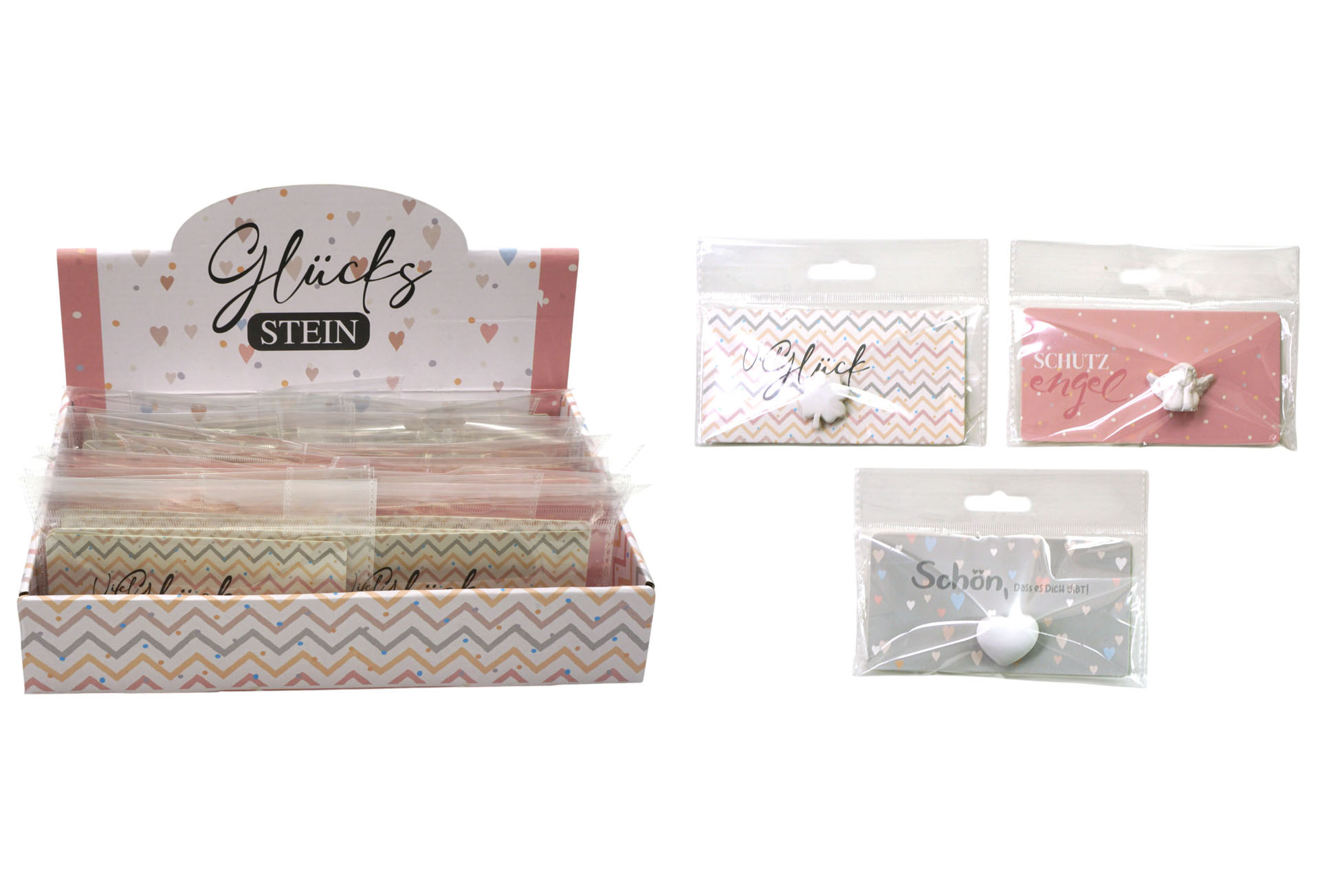 Edelstein "Glücksstein", 3 Designs, im Display