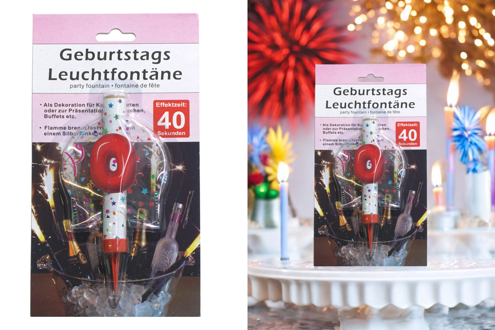 Geburtstagsfontäne Ziffer - 0, Brenndauer 40 Sekunden