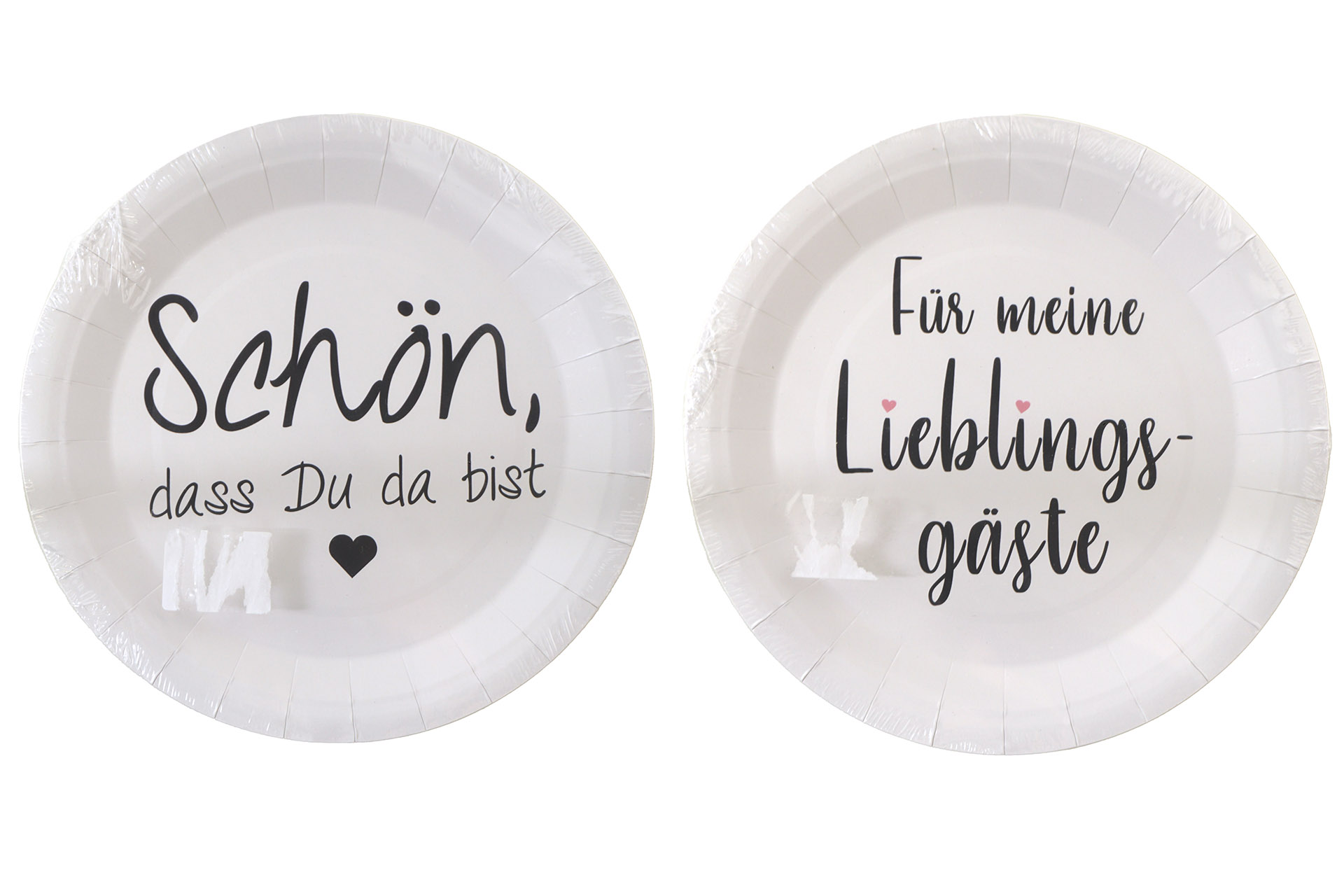 Pappteller "Gastfreundschaft", Ø 23cm, 2-Fach sortiert, 6er Set