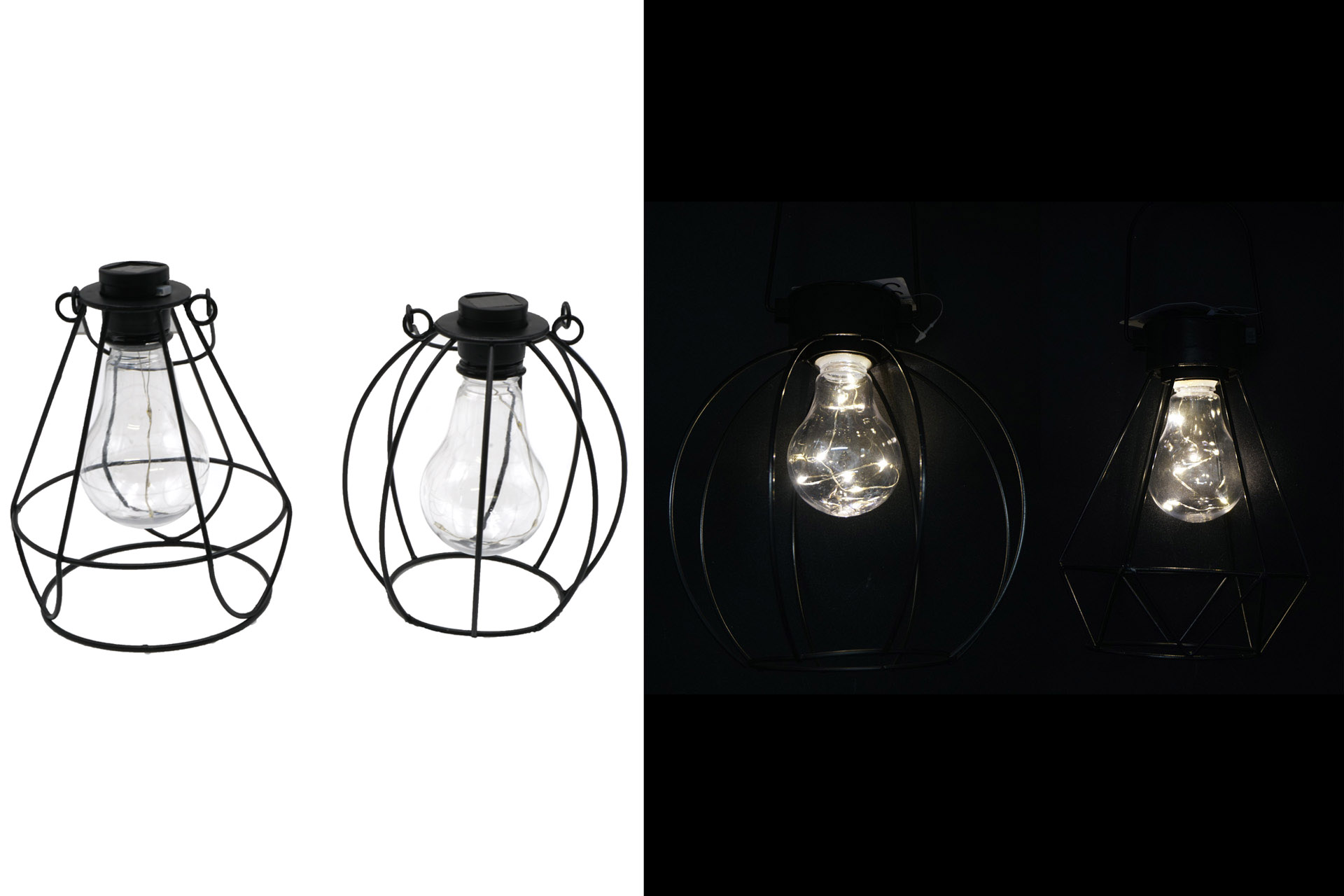 Solar Laterne "Metallkäfig", 2 Designs, 14,5 cm, 3 LED