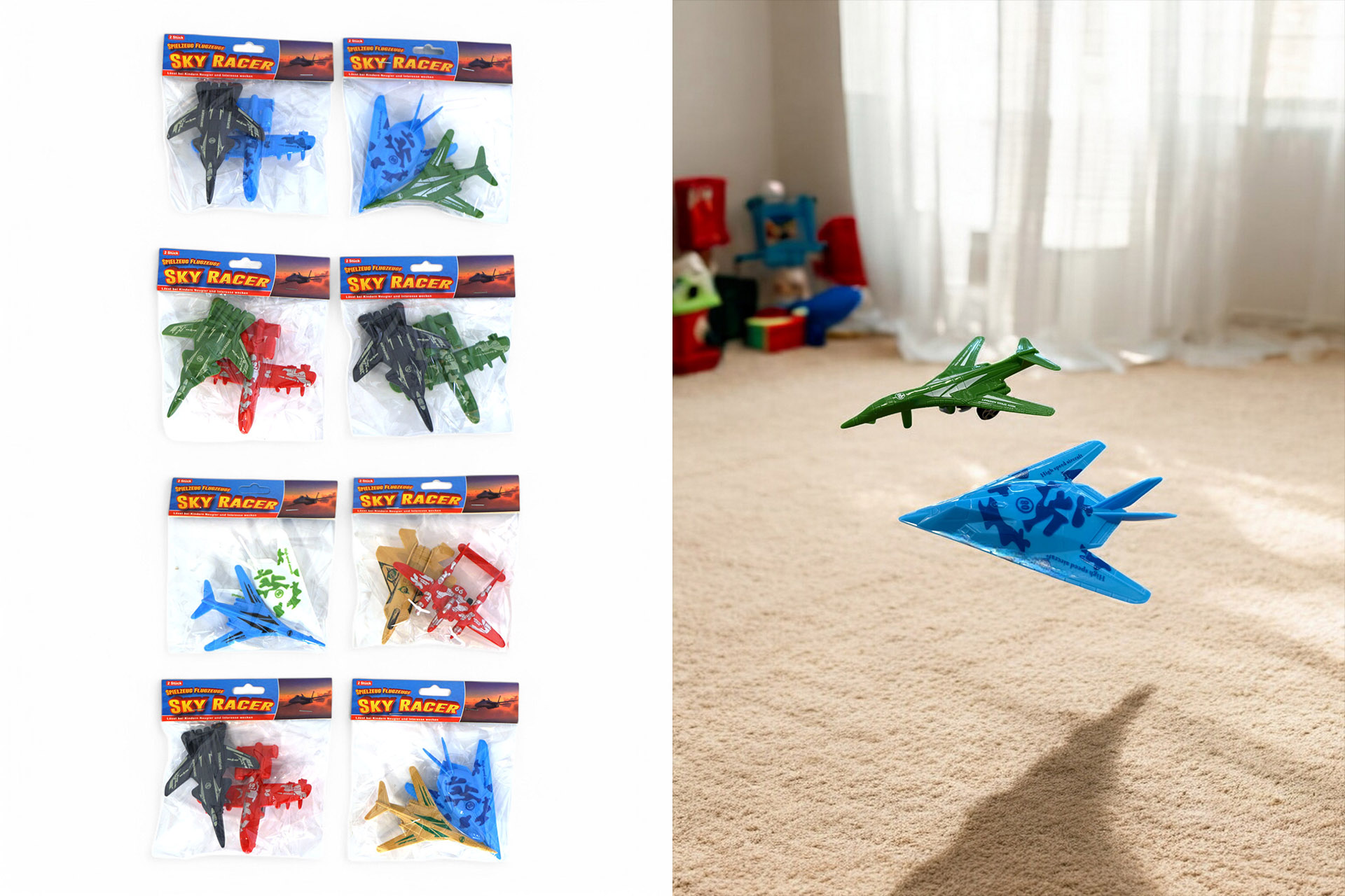 Spielzeug Flugzeug "Sky Racer" 2 fach sortiert, 2er Pack