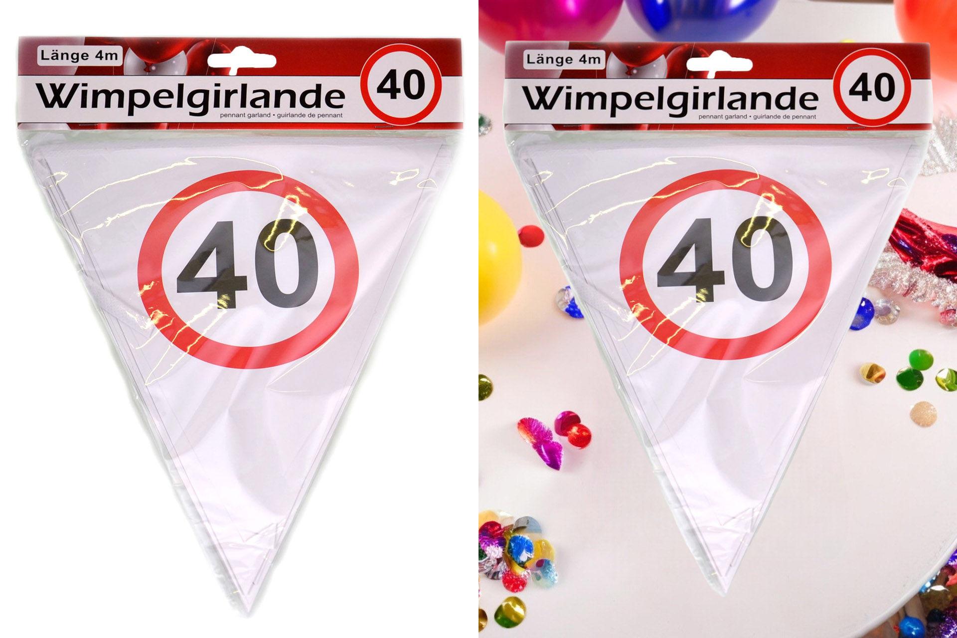 Jubiläums Sortiment Refill für Display Wimpelgirlande Papier "40"