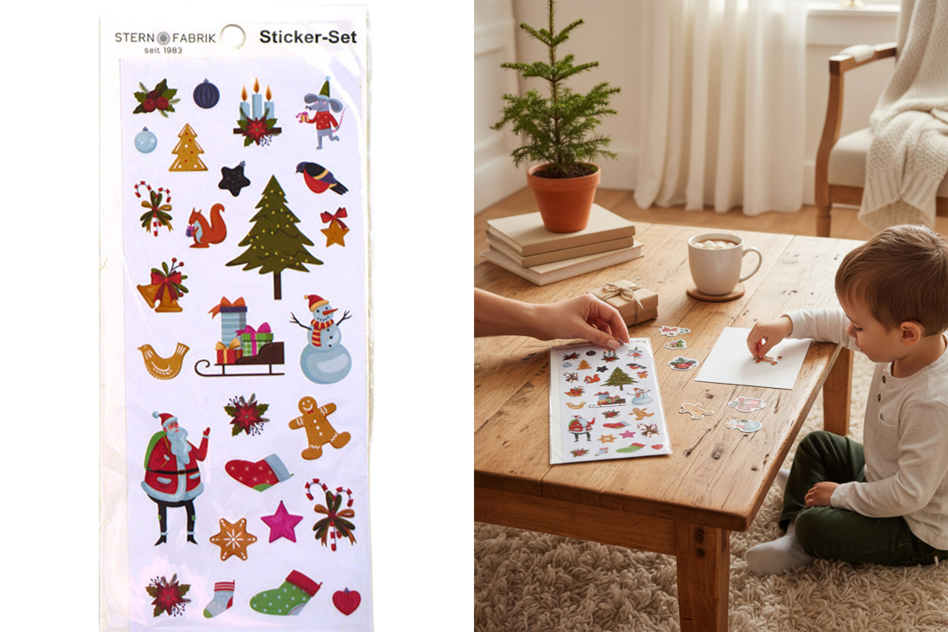 Weihnachtsdeko Sticker "Merry Christmas", 22,5x9,5, 6 Designs