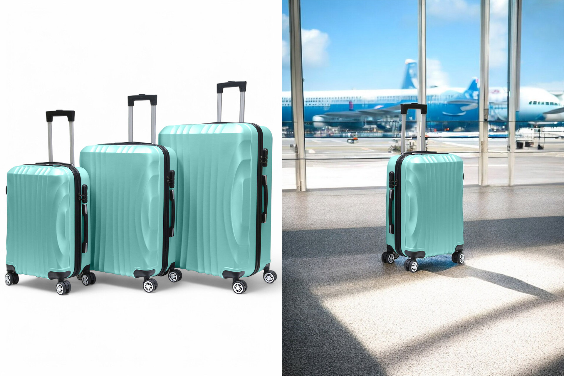 Koffer-Set 3tlg. ABS, smaragdgrün