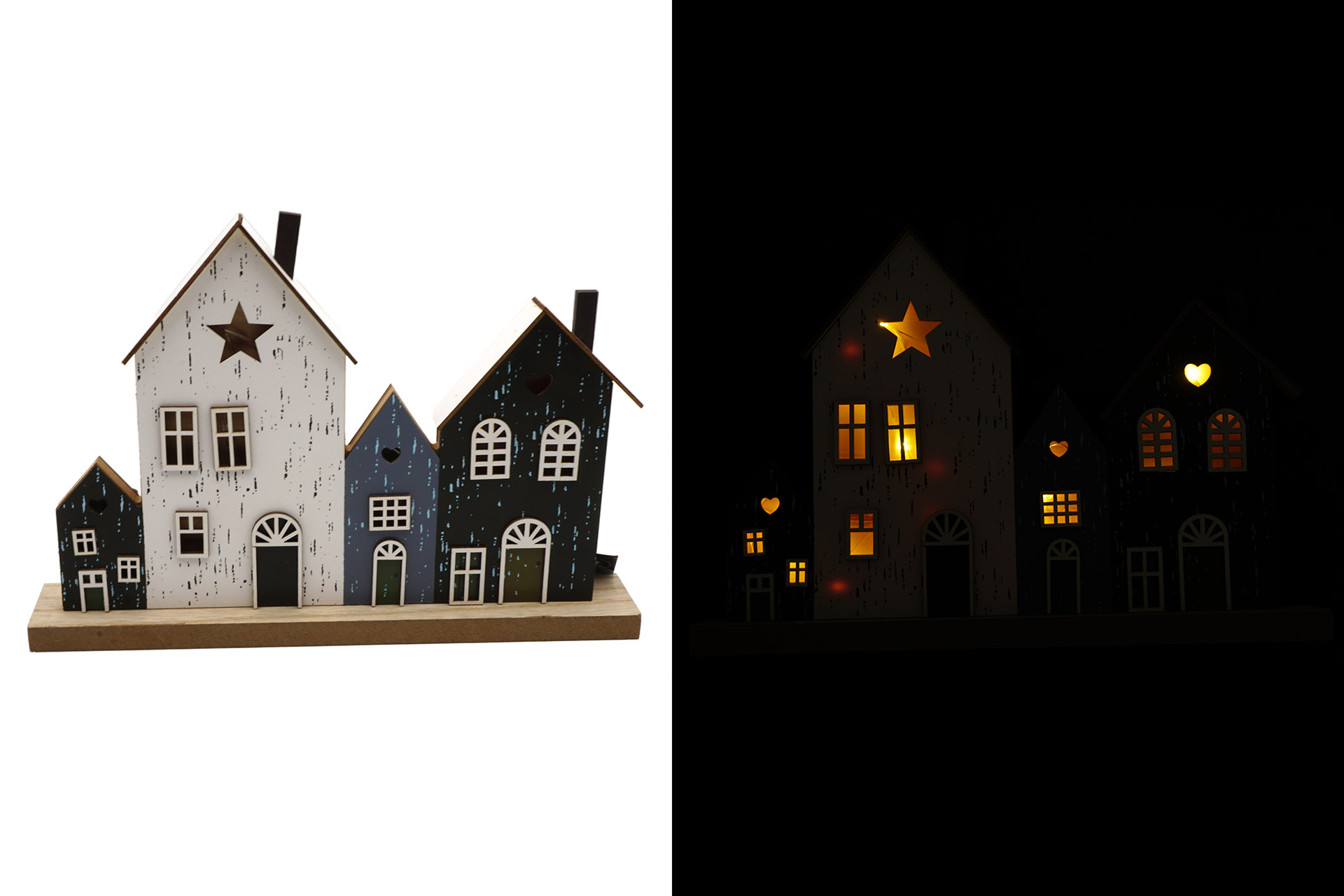 LED Dekoration Holz Haus "Schnee",30x21,5