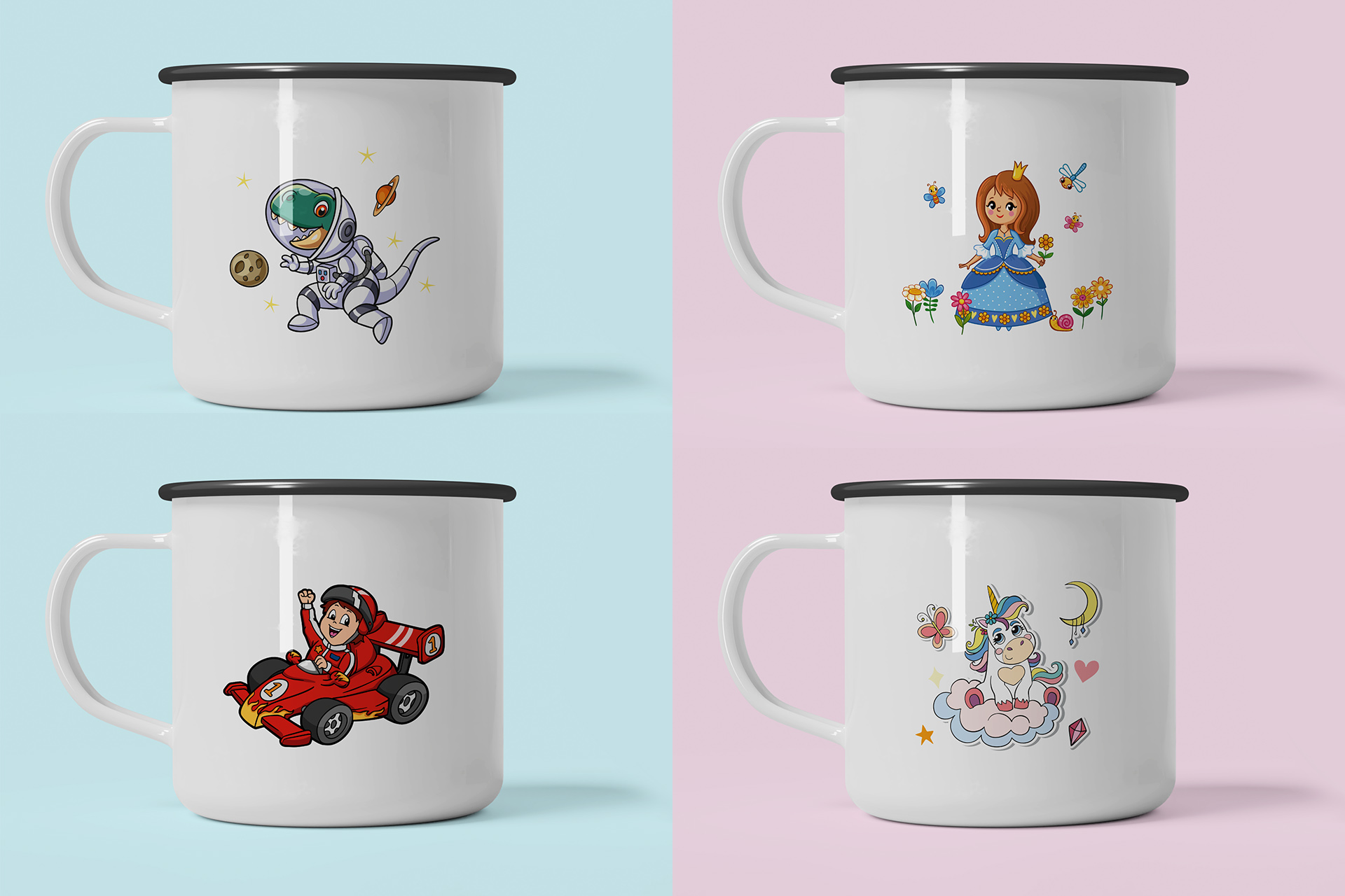 Metalltasse "Kinderdesigns", 350ml, mit Design, 4 Designs