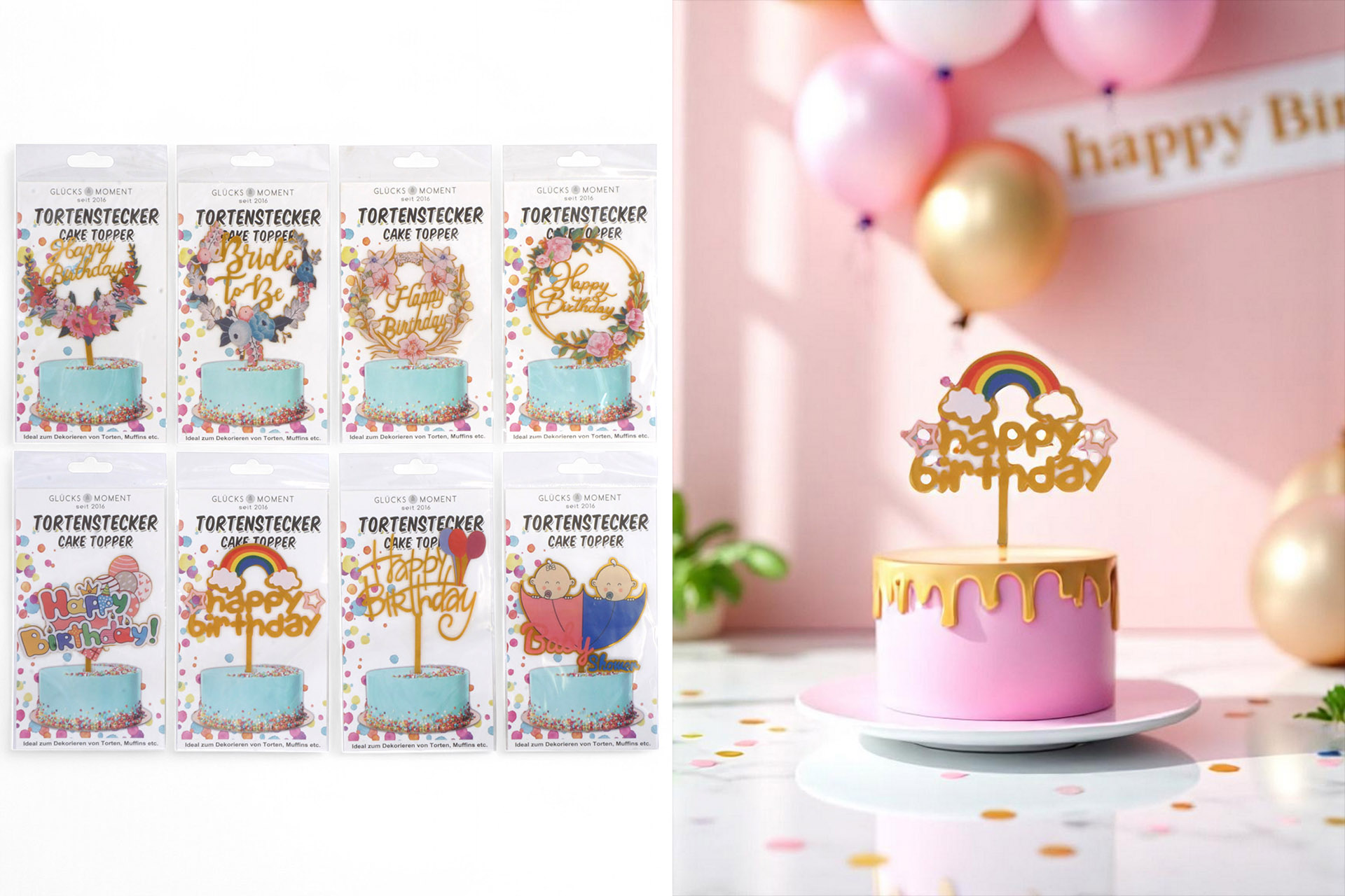 Tortenstecker "Cake Topper" 15x10cm, 8 Designs