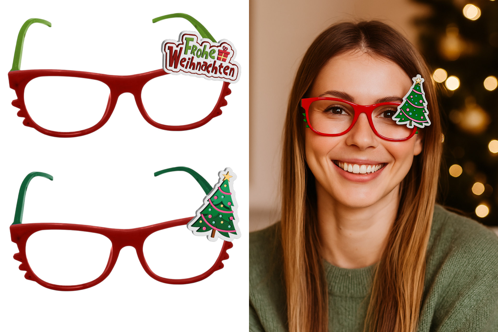 LED Partybrille "Weihnachten", mit Farbwechsel, 2 Designs