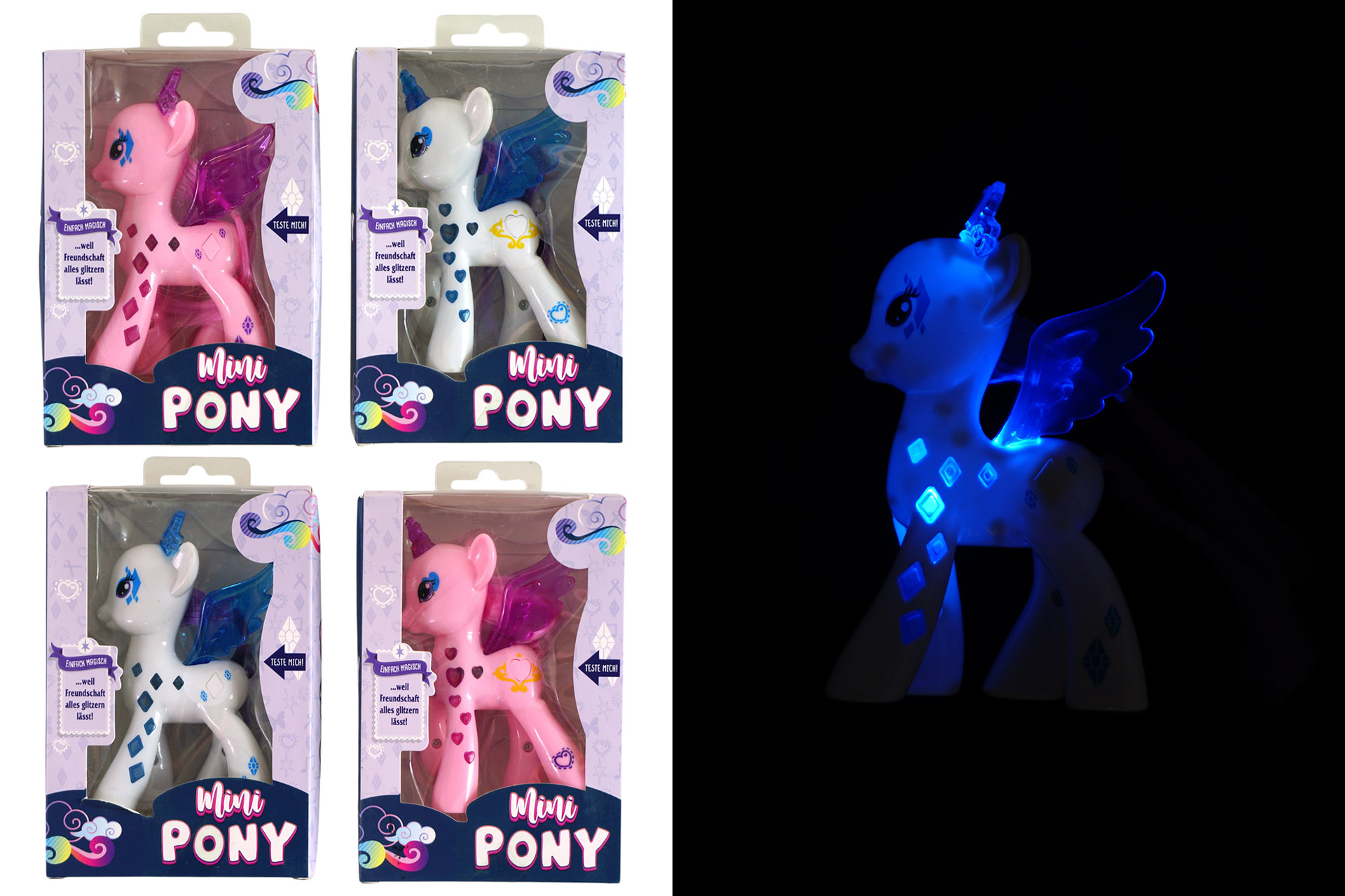 Spieltiere "Einhorn", 4 Designs