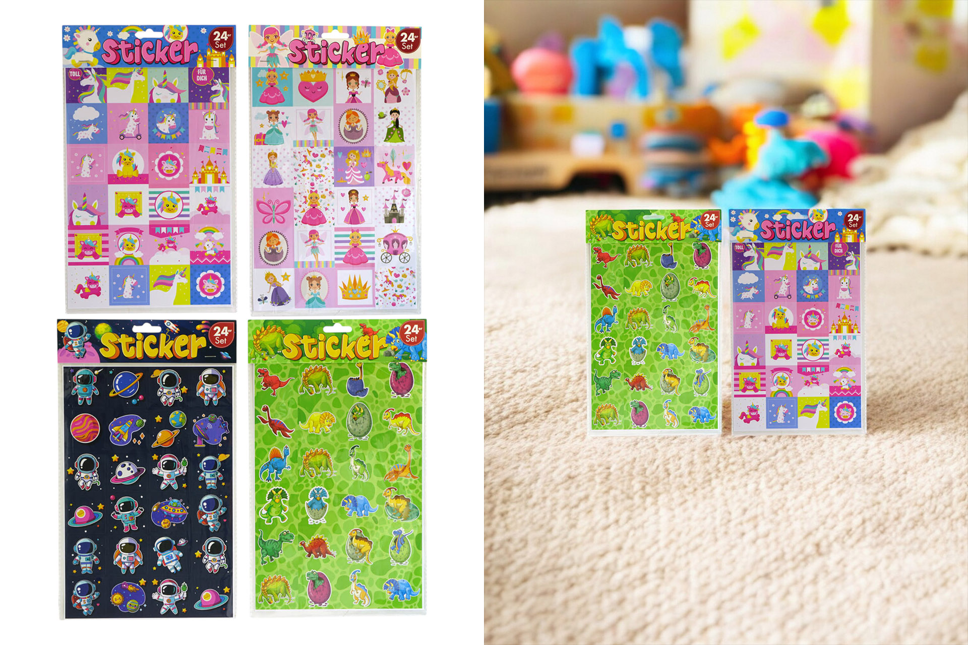 Deko Sticker "Kids", 24er Set, 4,5cm, 4 Designs