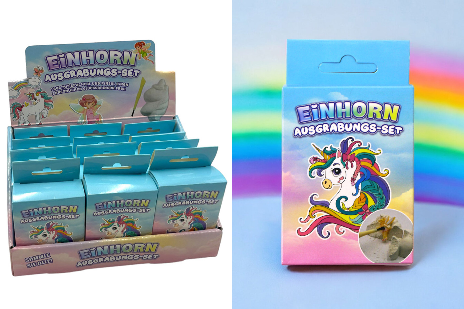 Ausgrabung Set "DIG IT" Einhorn 9x5x2,5cm, 12fach sortiert, im Display