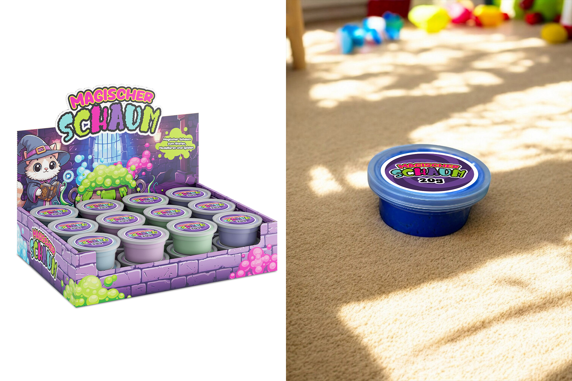 Super Magic Schaum, 20g, 7x7x3cm, 4 Farben, im Display