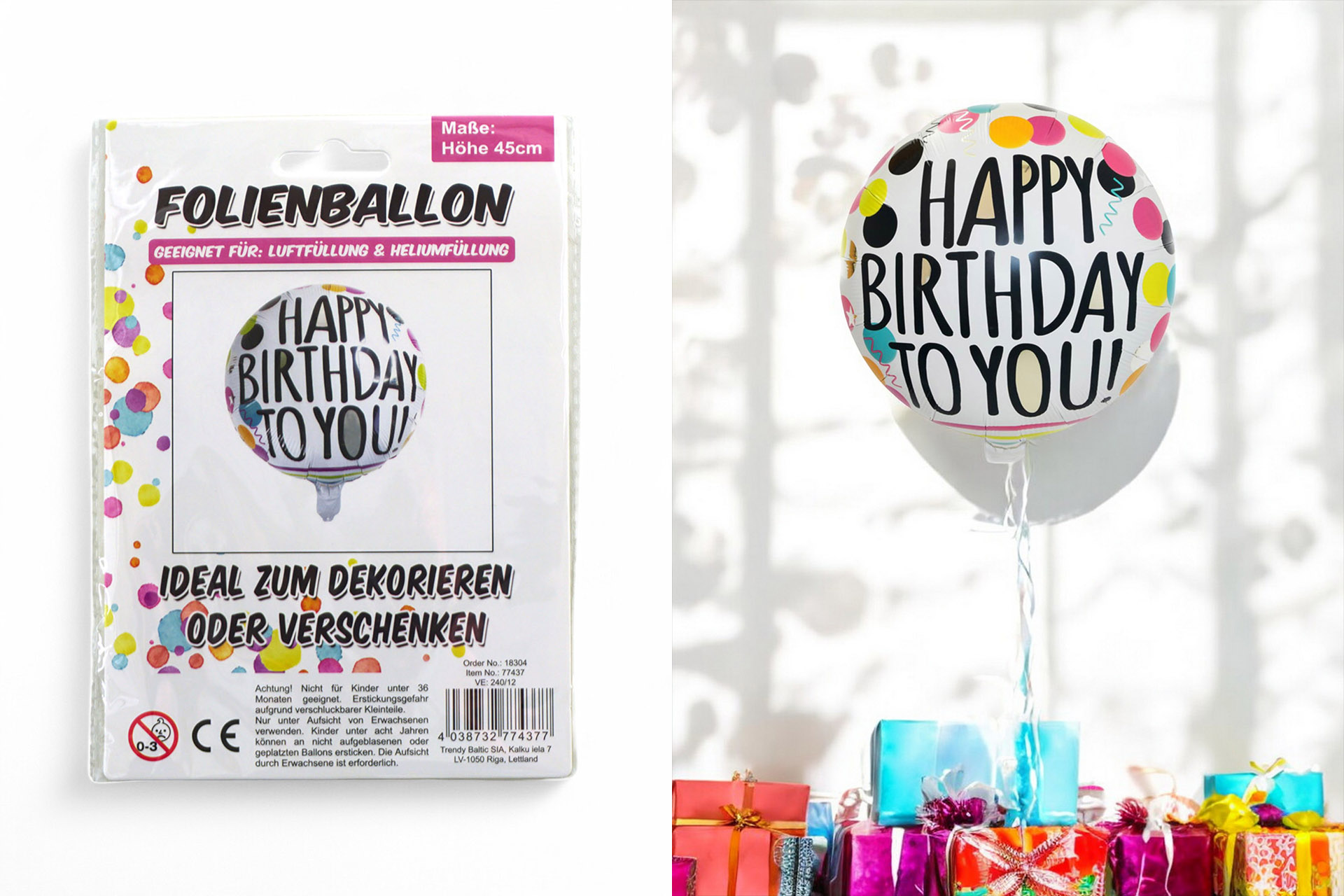 Folienballon "Happy Birthday to you", 45cm