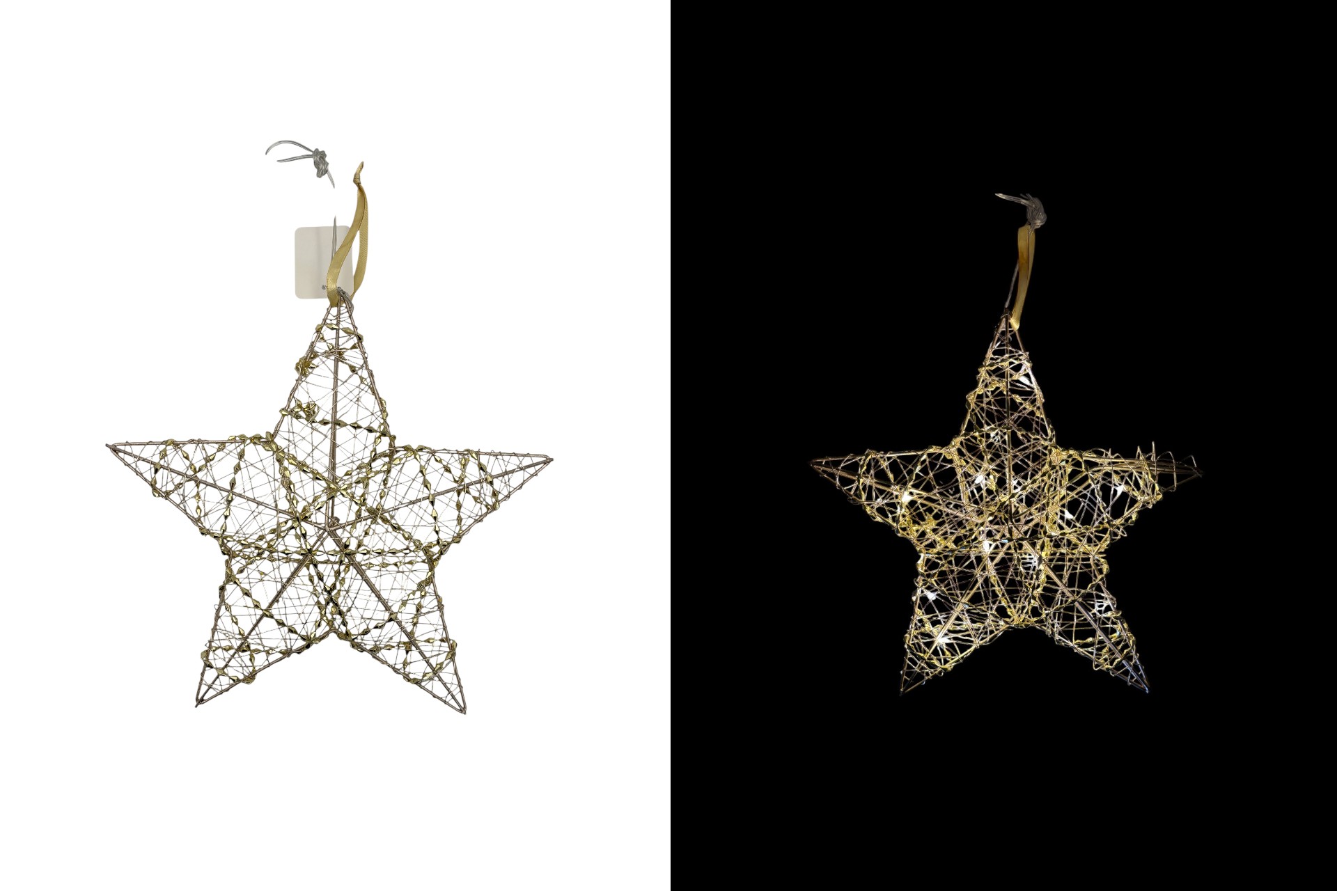 LED Weihnachts Dekoration "Gold-Stern", 25cm, 15 LEDs, warmweiß, mit Timer