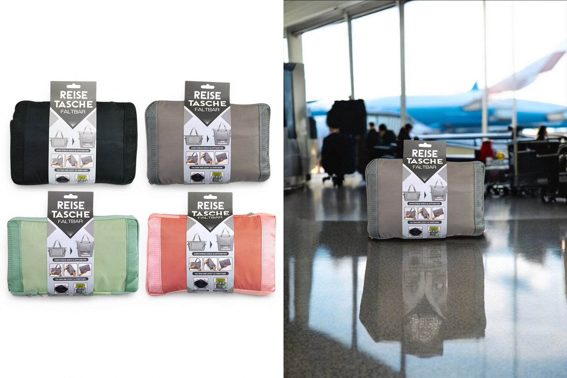 Faltbare Reisetasche/Travel Bag/Handgepäck, 40x25x20cm, 4 Farben