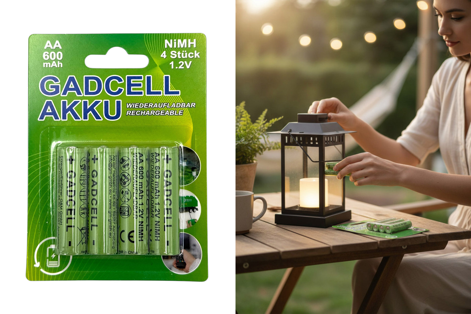 Solar Batterie AA/Rechargeable Ni-MH, 4er