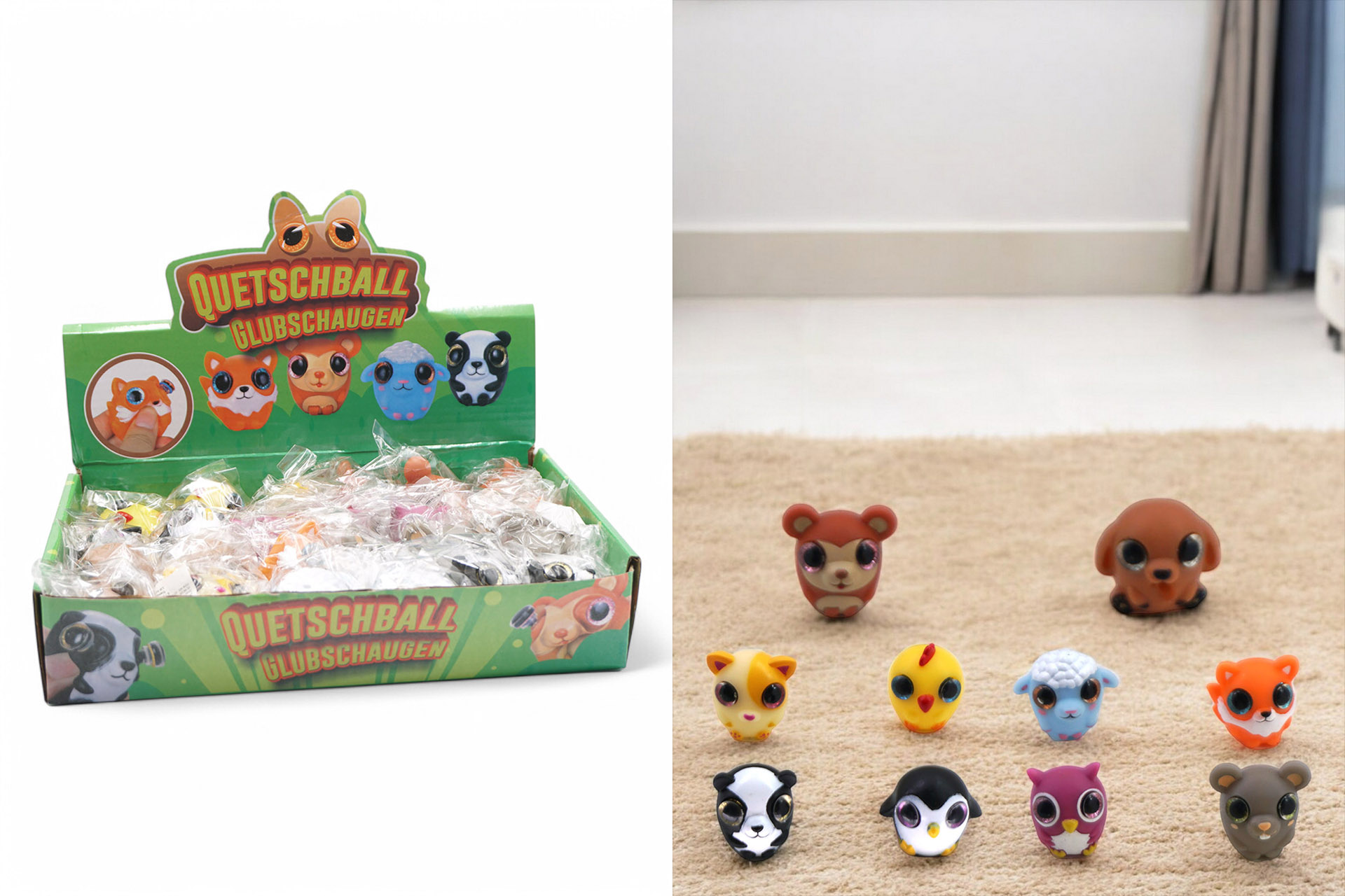 Quetschball Anti-Stress "Süße Tiere", 10 Designs, im Display