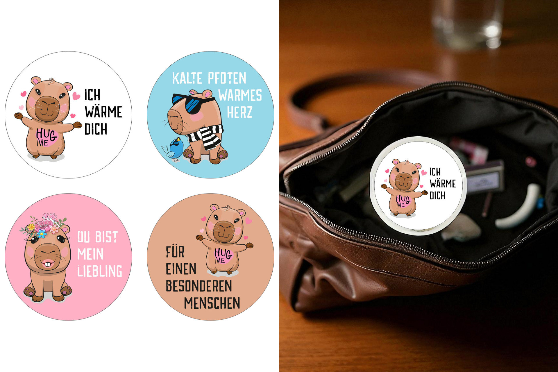 Taschenwärmer "Capybara", 8,5cm, 60g 4 Designs