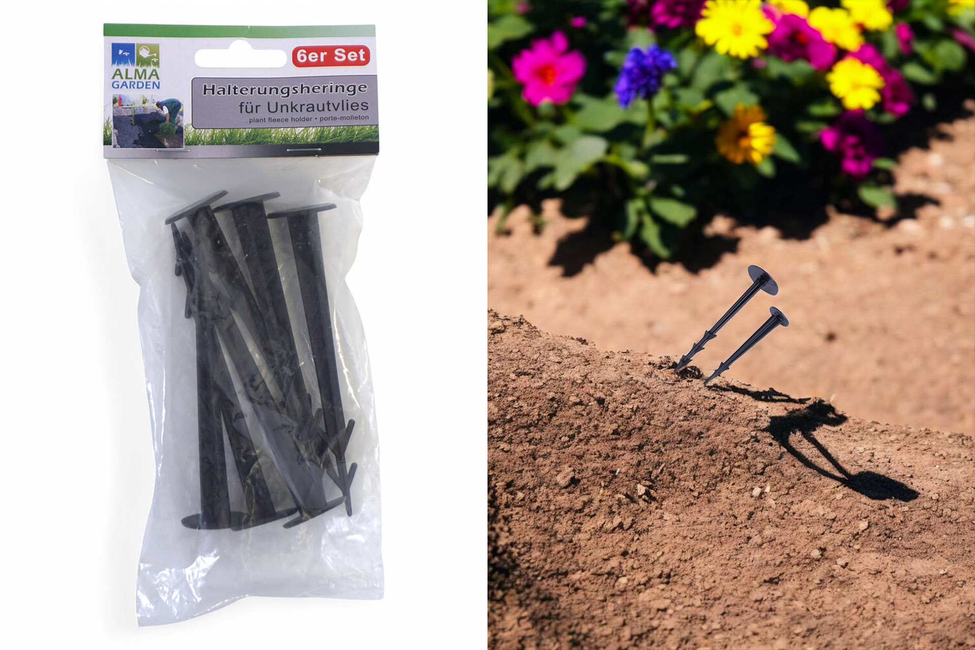 Unkrautvlies Halterungsheringe schwarz, 11,5cm, 6er