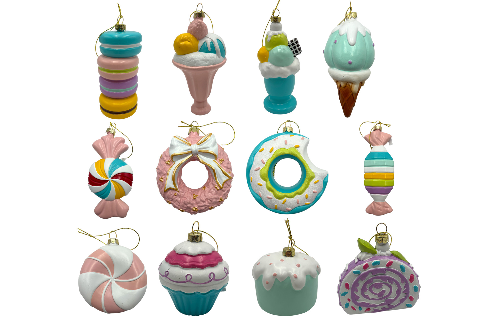 Weihnachtskugeln Kunststoff "Süßigkeiten", 10-13cm, 12 Designs