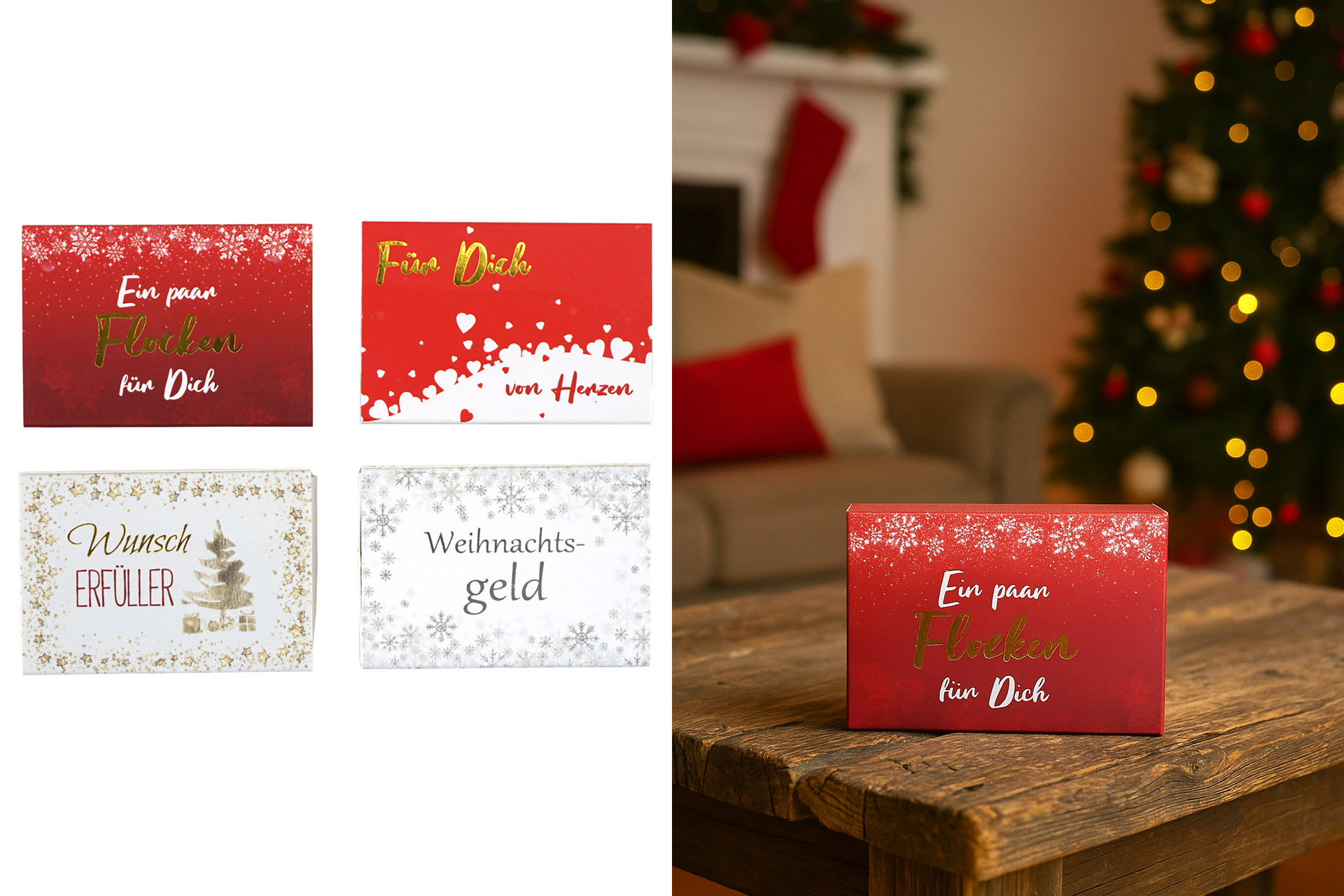 Geschenkbox mit Konfetti, 8x5,5x2,0cm, 4 Designs