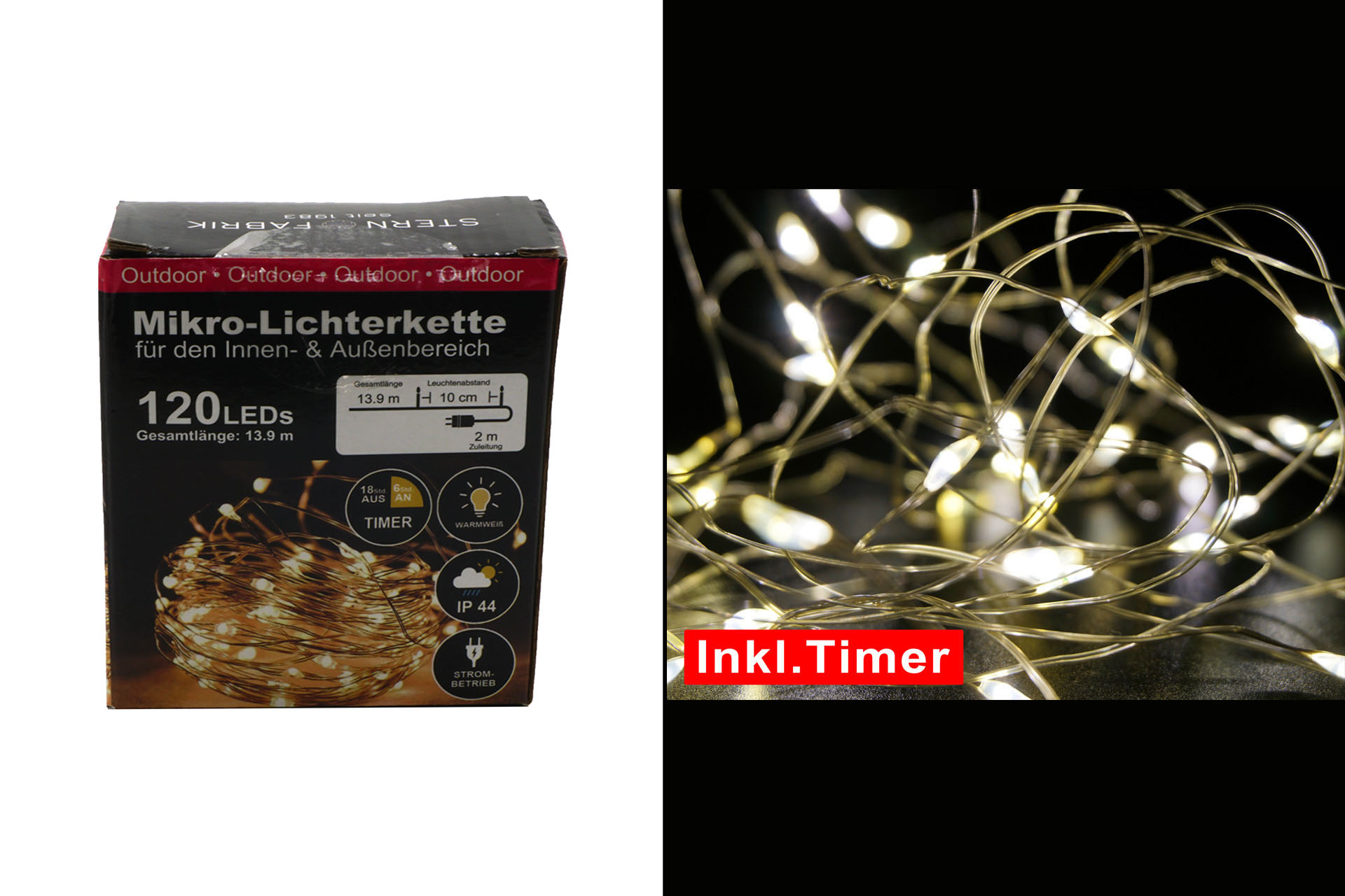 Lichterkette Basics LED Mikro mit Timer, 120er, IP44