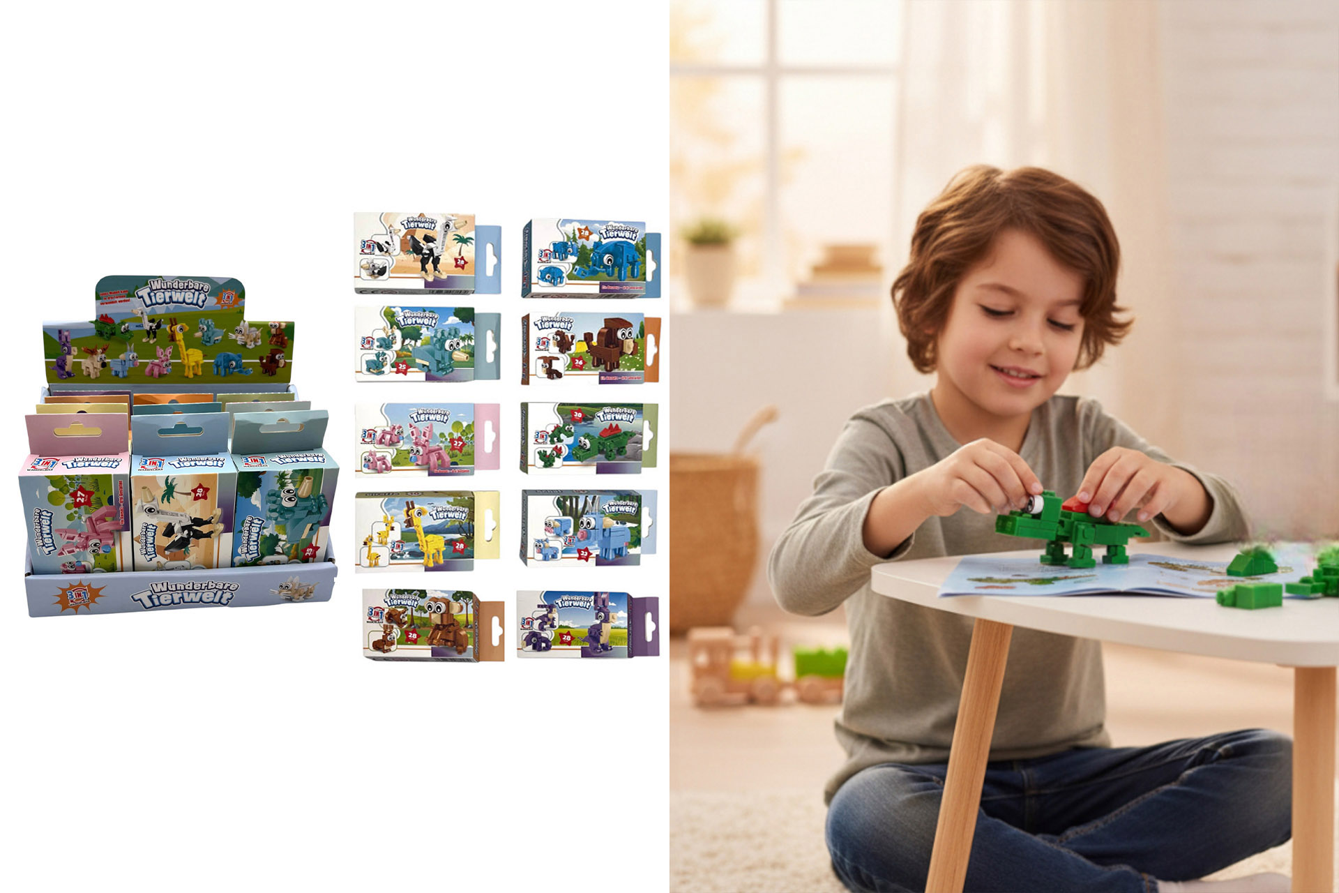 Bricks-Set "Haustier", 7x2,8x11,5cm, 12 Designs, im Display