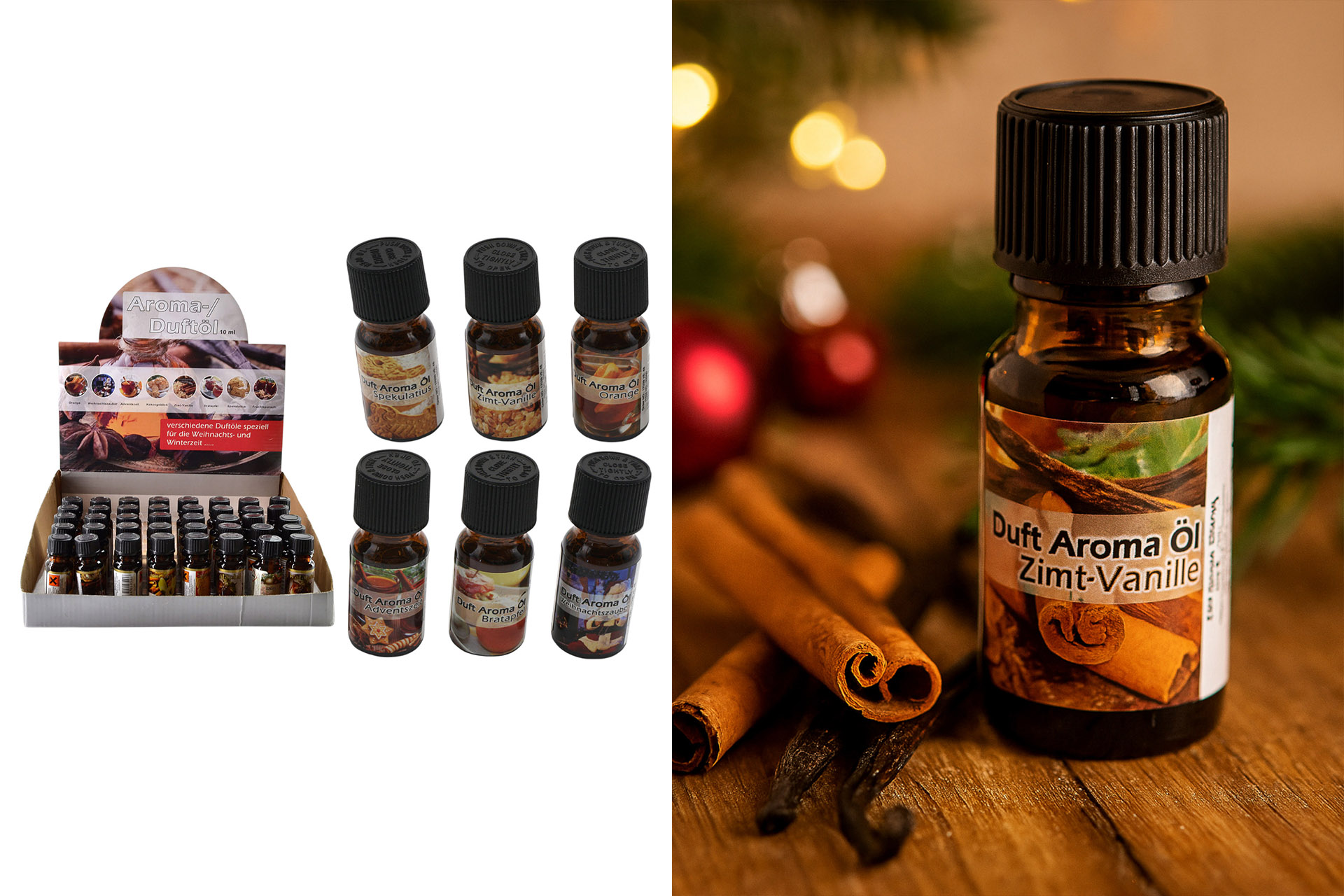 Duftöl 10ml im Display, 6 Düfte, 95% Öl Anteil